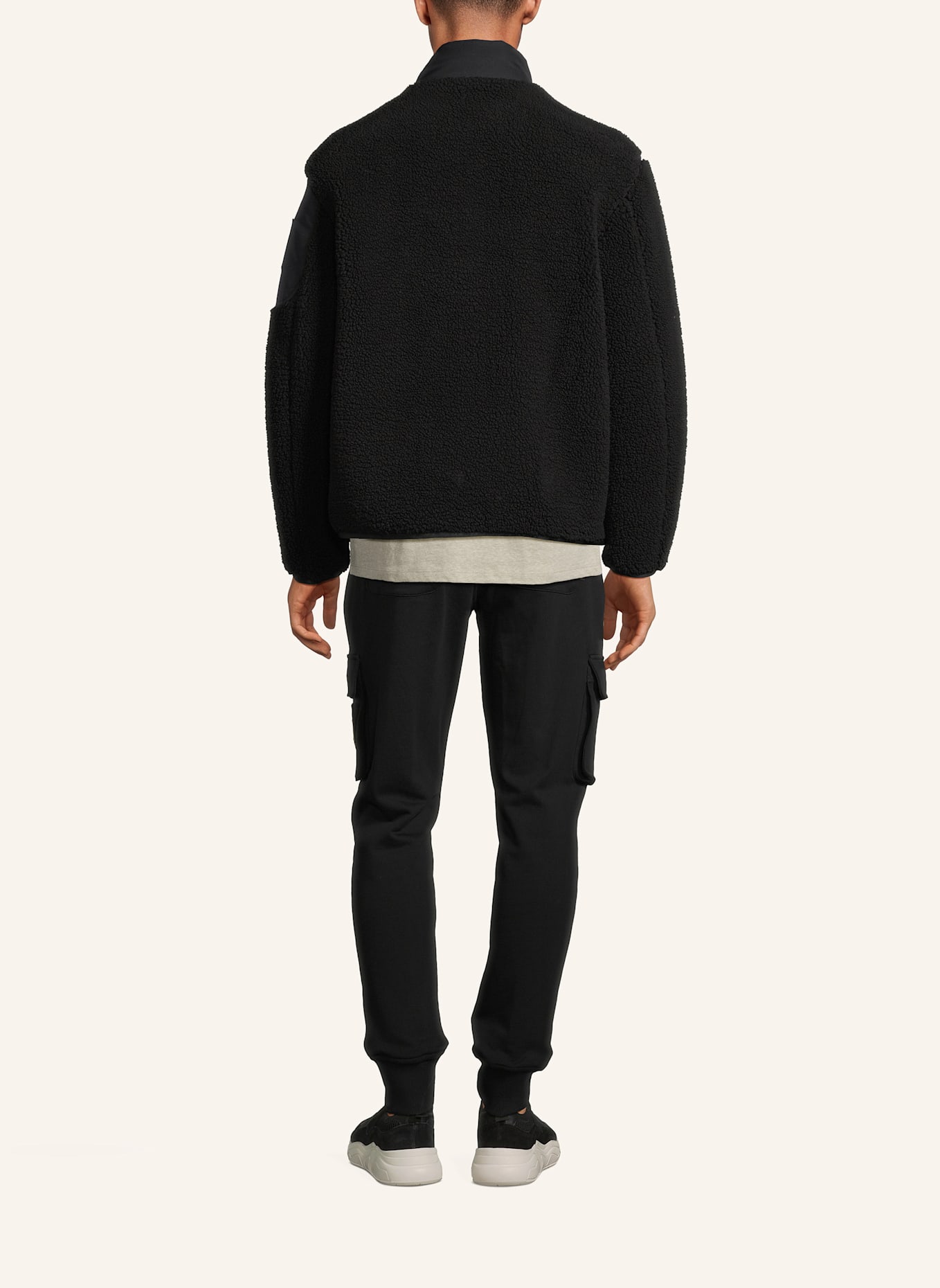 MOOSE KNUCKLES Teddyfell-Jacke SAGLEK im Materialmix: SCHWARZ