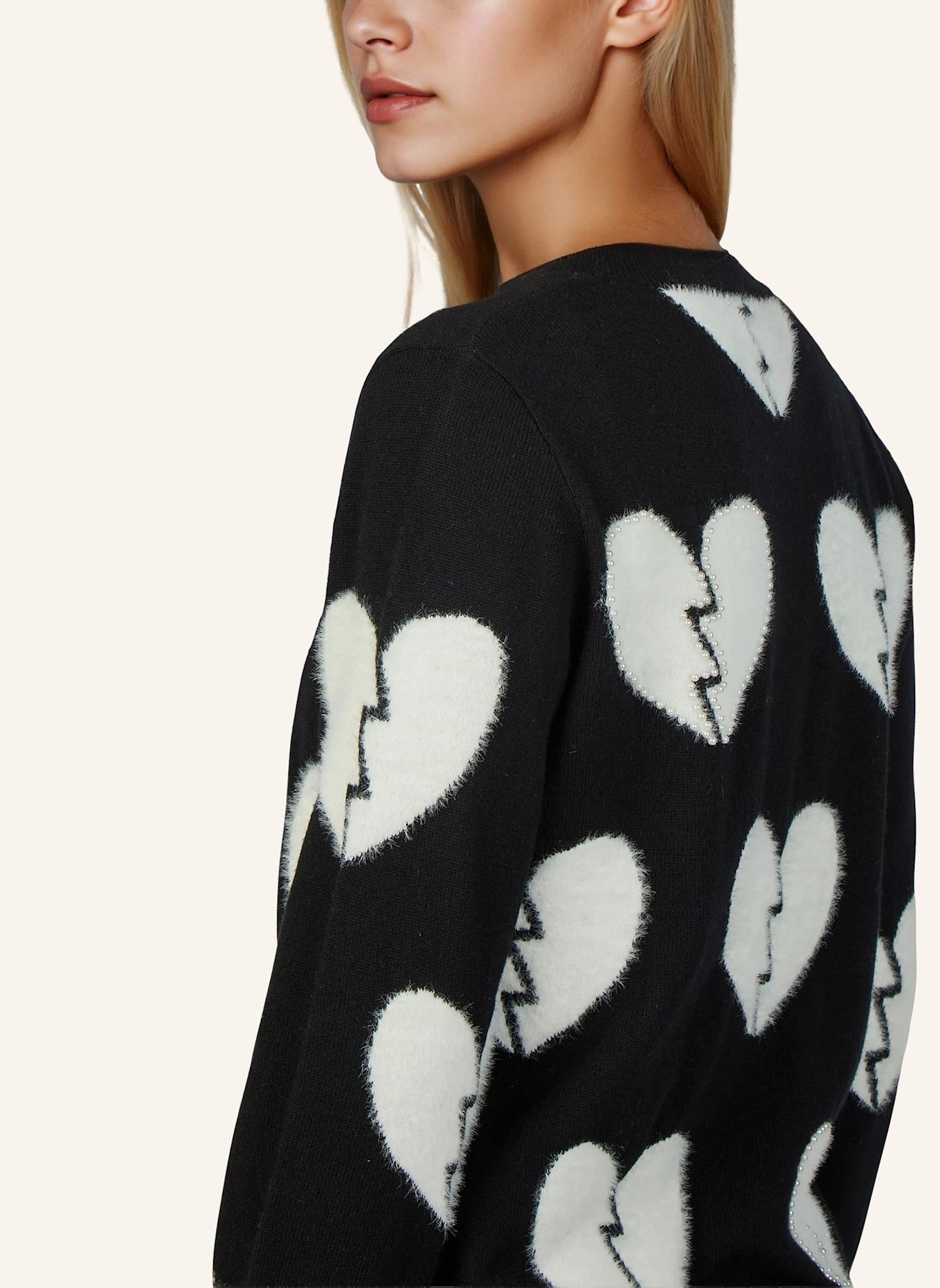 Princess GOES HOLLYWOOD Pullover mit Schmuckperlen: SCHWARZ