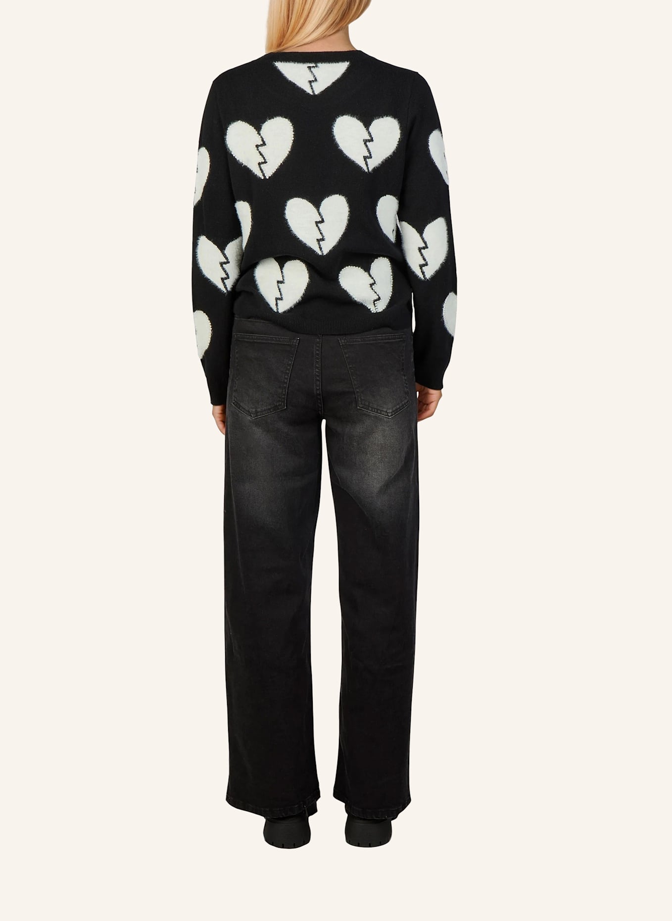 Princess GOES HOLLYWOOD Pullover mit Schmuckperlen: SCHWARZ