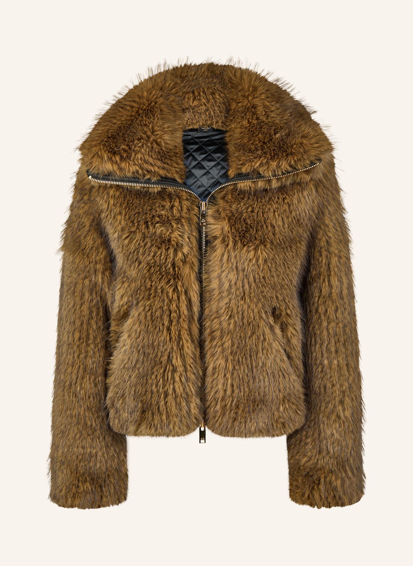 MOOSE KNUCKLES Jacke SUTTON BUNNY GOLD aus Kunstpelz: BEIGE/ BRAUN