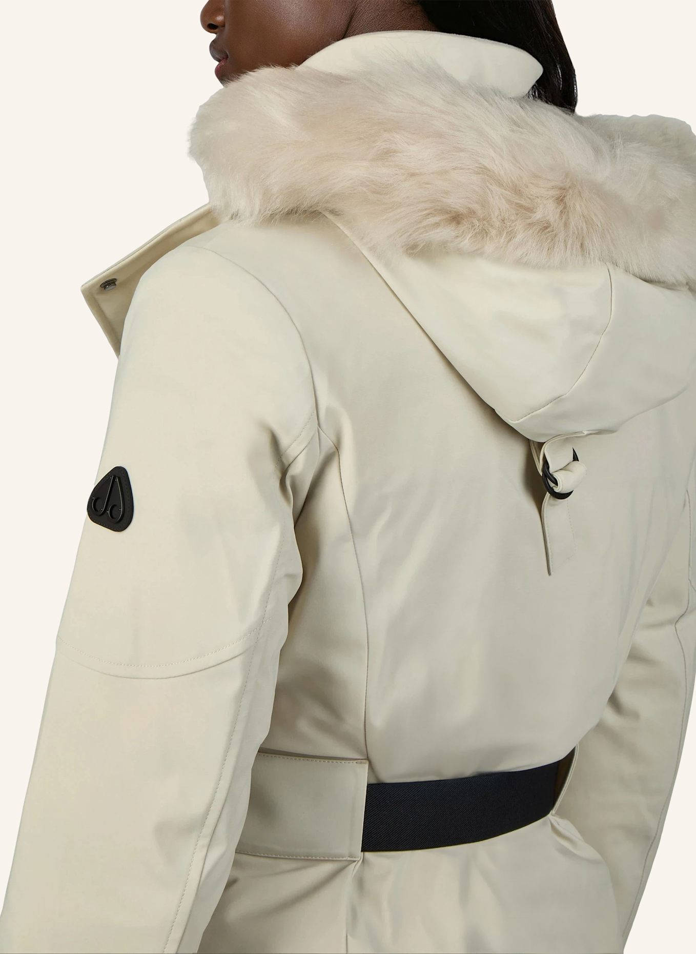 MOOSE KNUCKLES Daunenparka WINGROVE mit Kunstfell und abnehmbarer Kapuze: CREME
