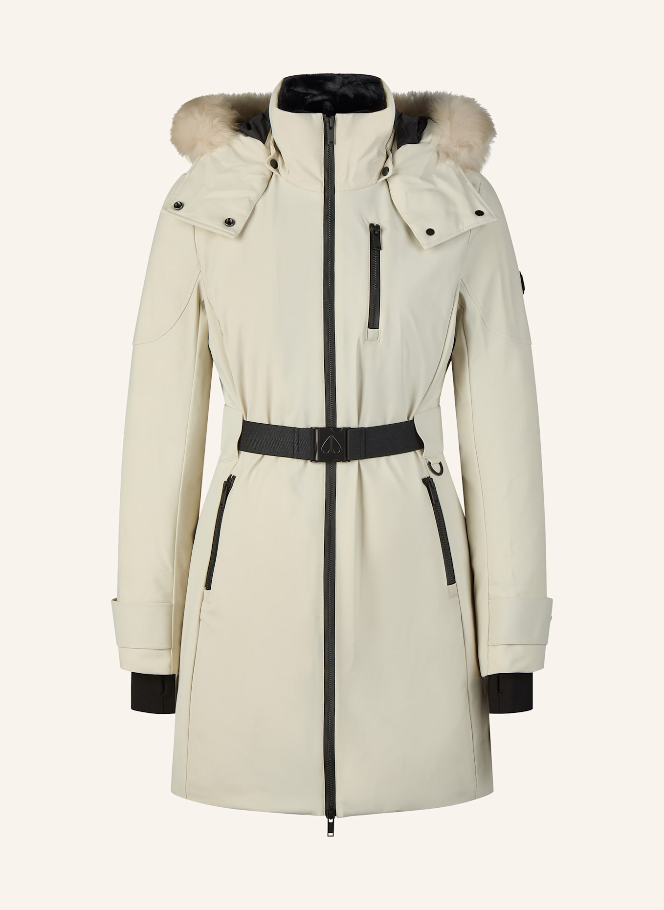 MOOSE KNUCKLES Daunenparka WINGROVE mit Kunstfell und abnehmbarer Kapuze: CREME