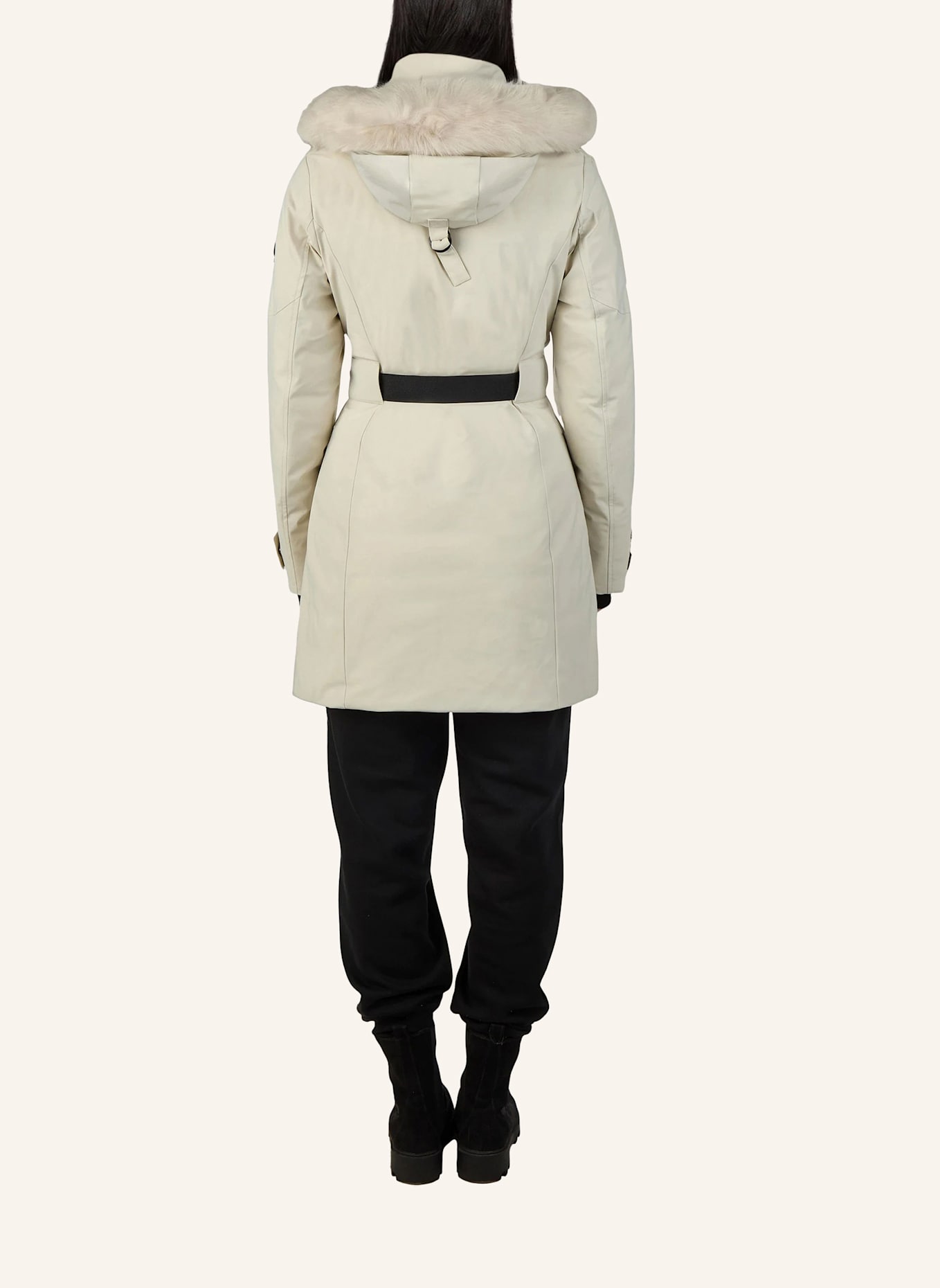 MOOSE KNUCKLES Daunenparka WINGROVE mit Kunstfell und abnehmbarer Kapuze: CREME