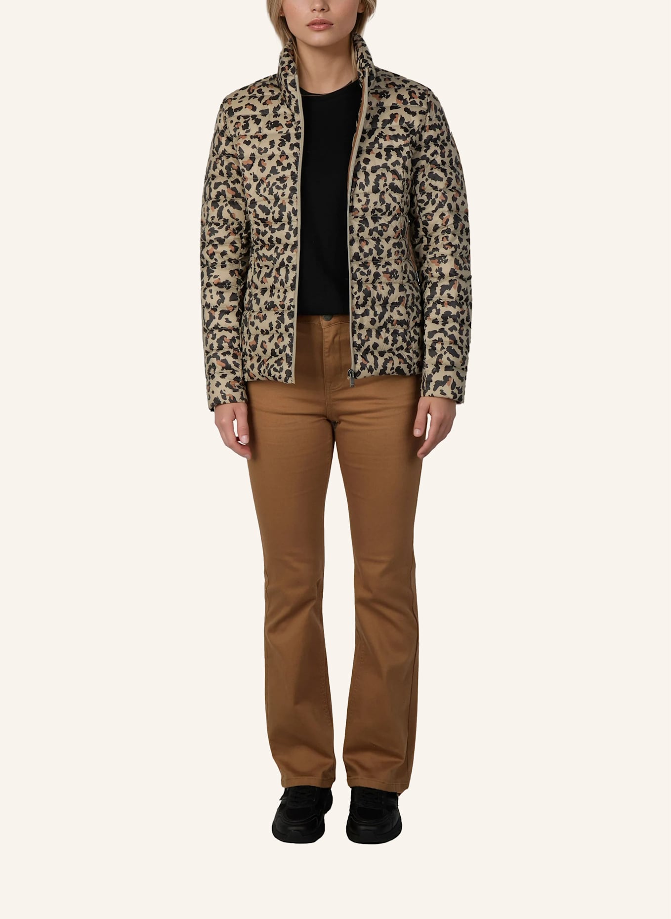 JOTT Lightweight-Daunenjacke CHA PRINT: BEIGE/ BRAUN