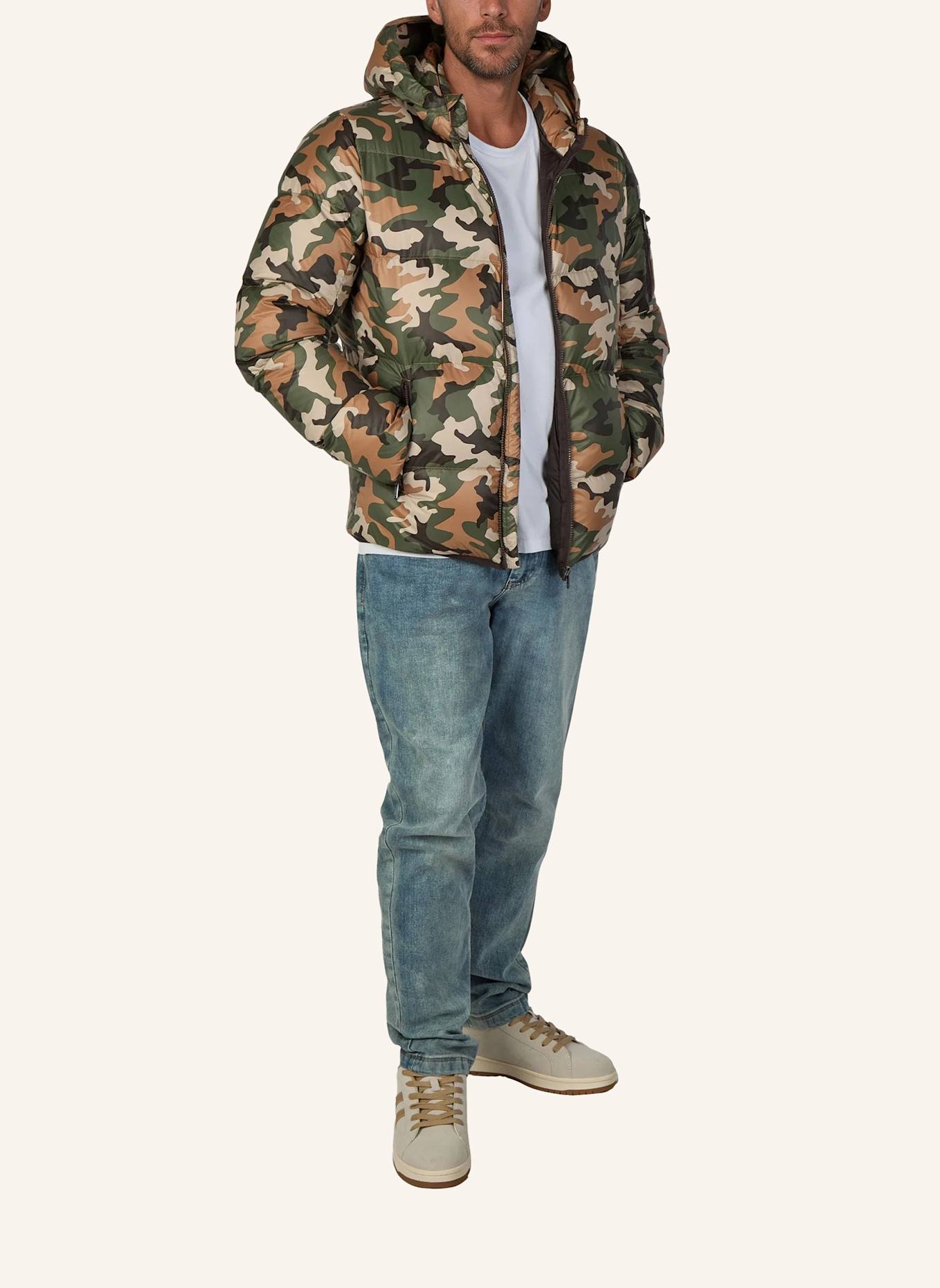 JOTT Daunenjacke JAVA PRINT: BRAUN/ GRÜN