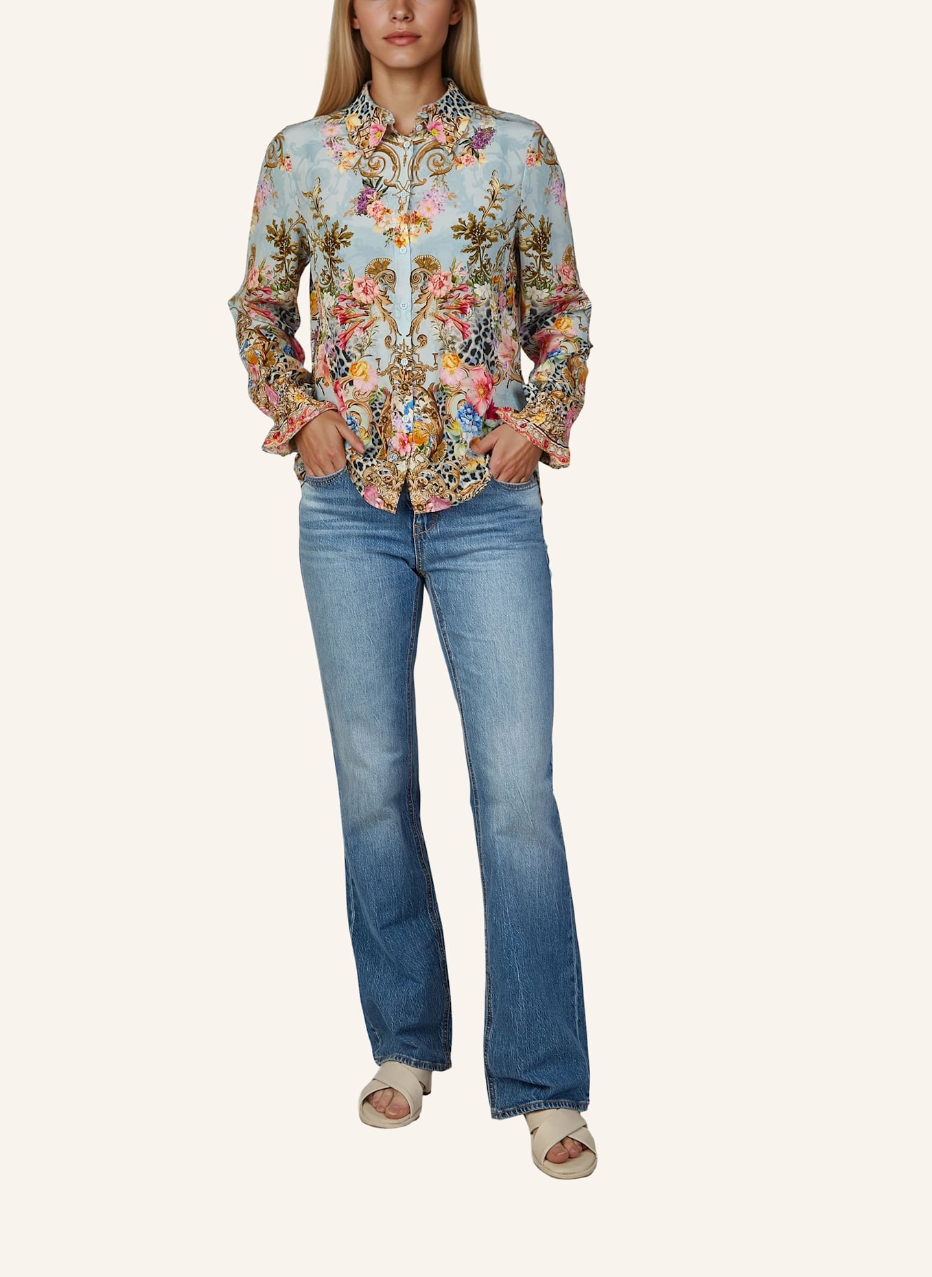 Princess GOES HOLLYWOOD Bluse aus Seide: HELLBLAU/ HELLROSA/ GOLD