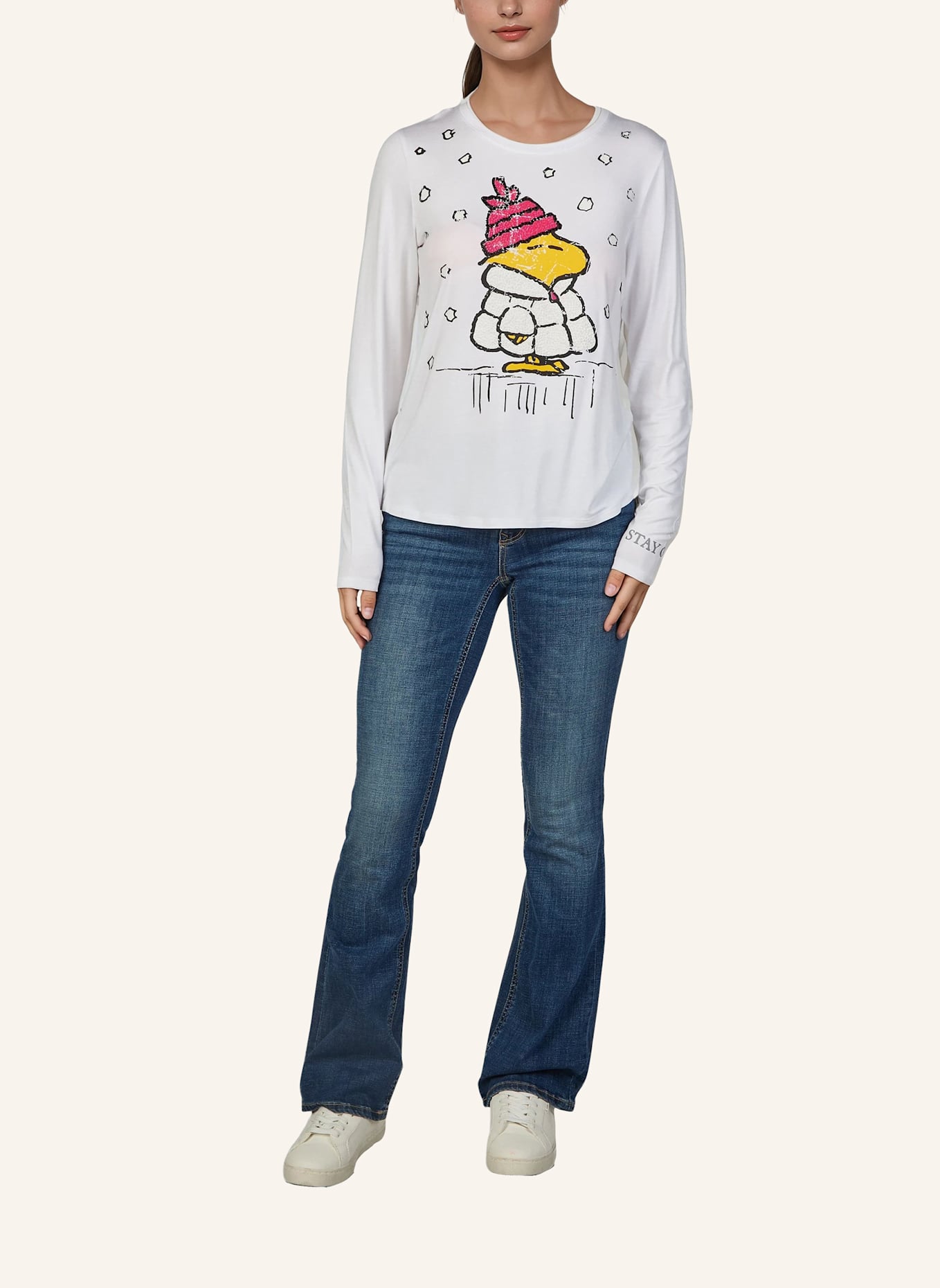 Princess GOES HOLLYWOOD Longsleeve mit Schmucksteinen: WEISS