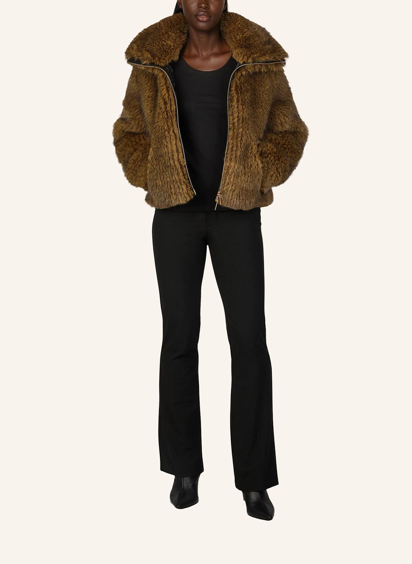 MOOSE KNUCKLES Jacke SUTTON BUNNY GOLD aus Kunstpelz: BEIGE/ BRAUN