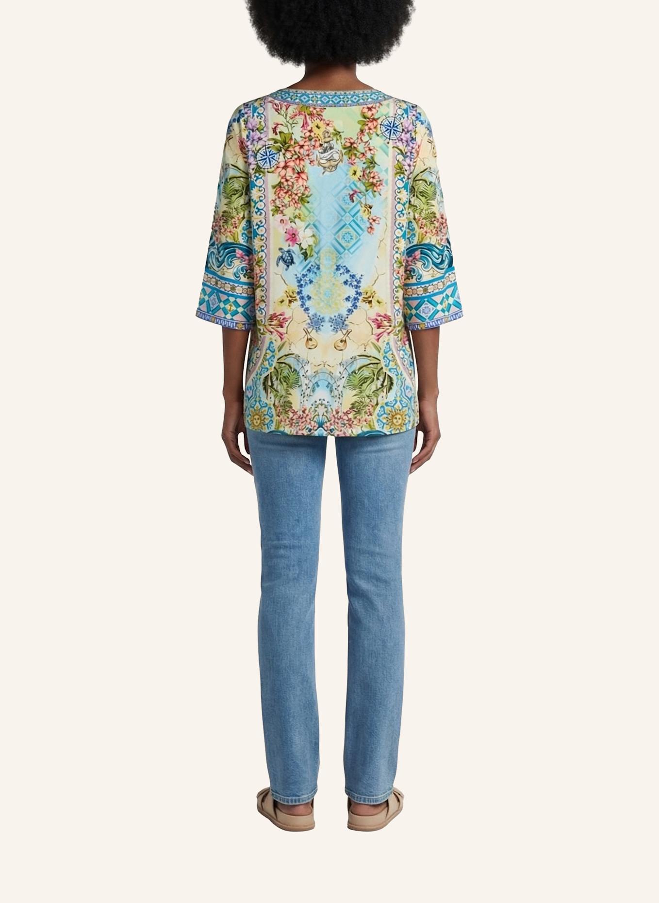 Princess GOES HOLLYWOOD Tunika aus Seide mit Schmucksteinen: BLAU/ GELB