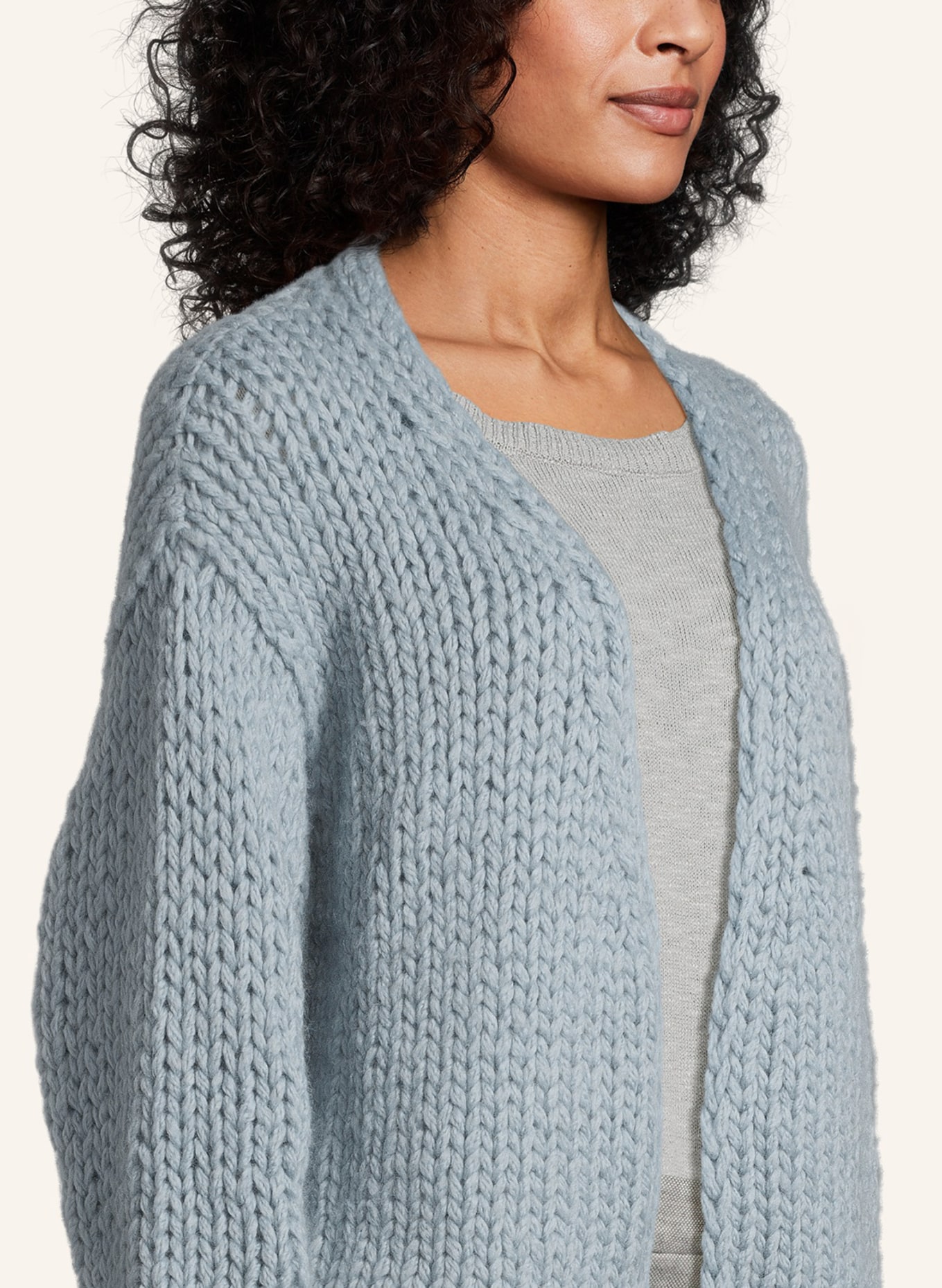 evyinit Woll-Cardigan, Farbe: GRAU/ BLAU (Bild 3)