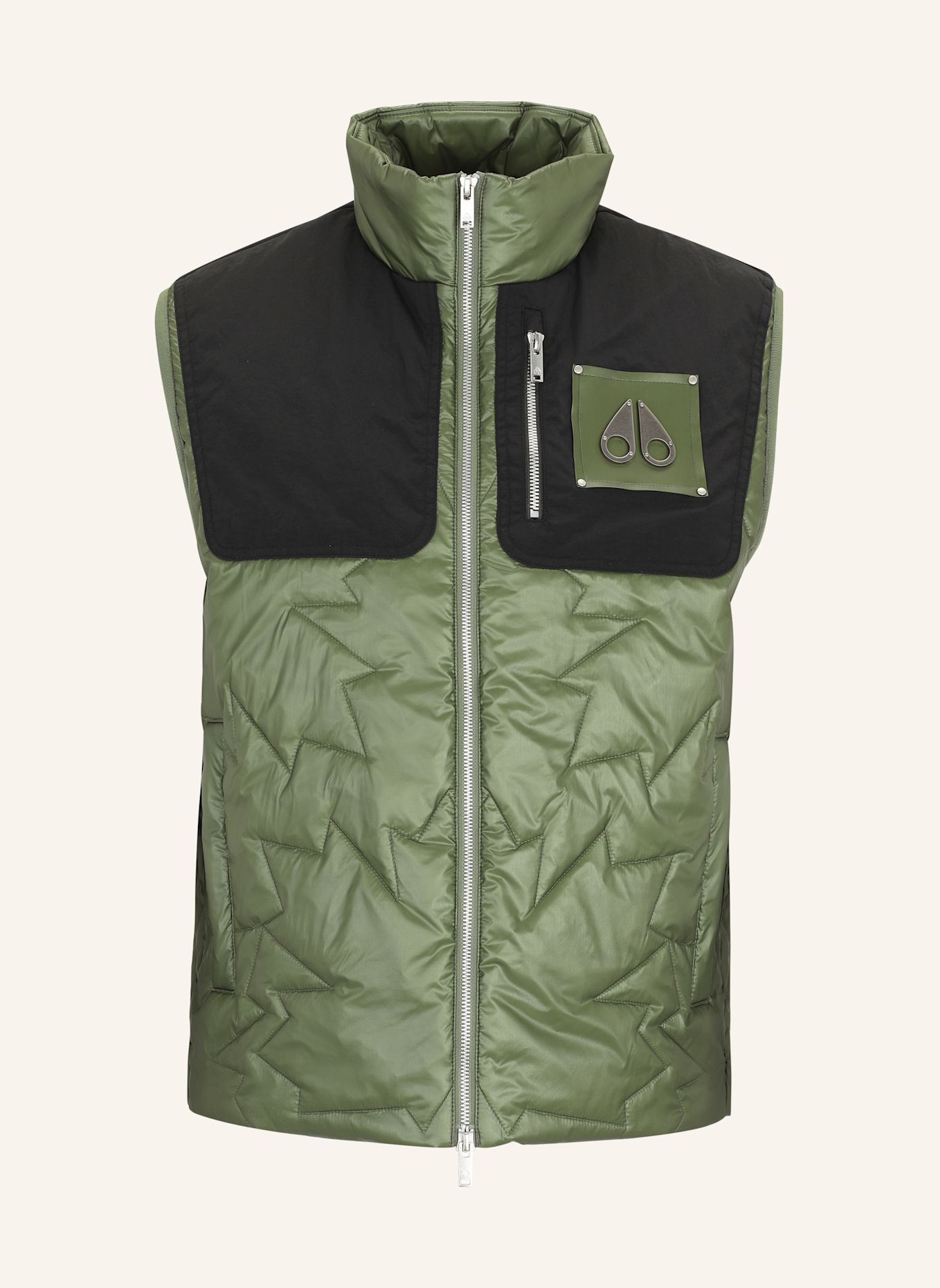 MOOSE KNUCKLES Weste ICON LEAF QUILT: GRÜN/ SCHWARZ