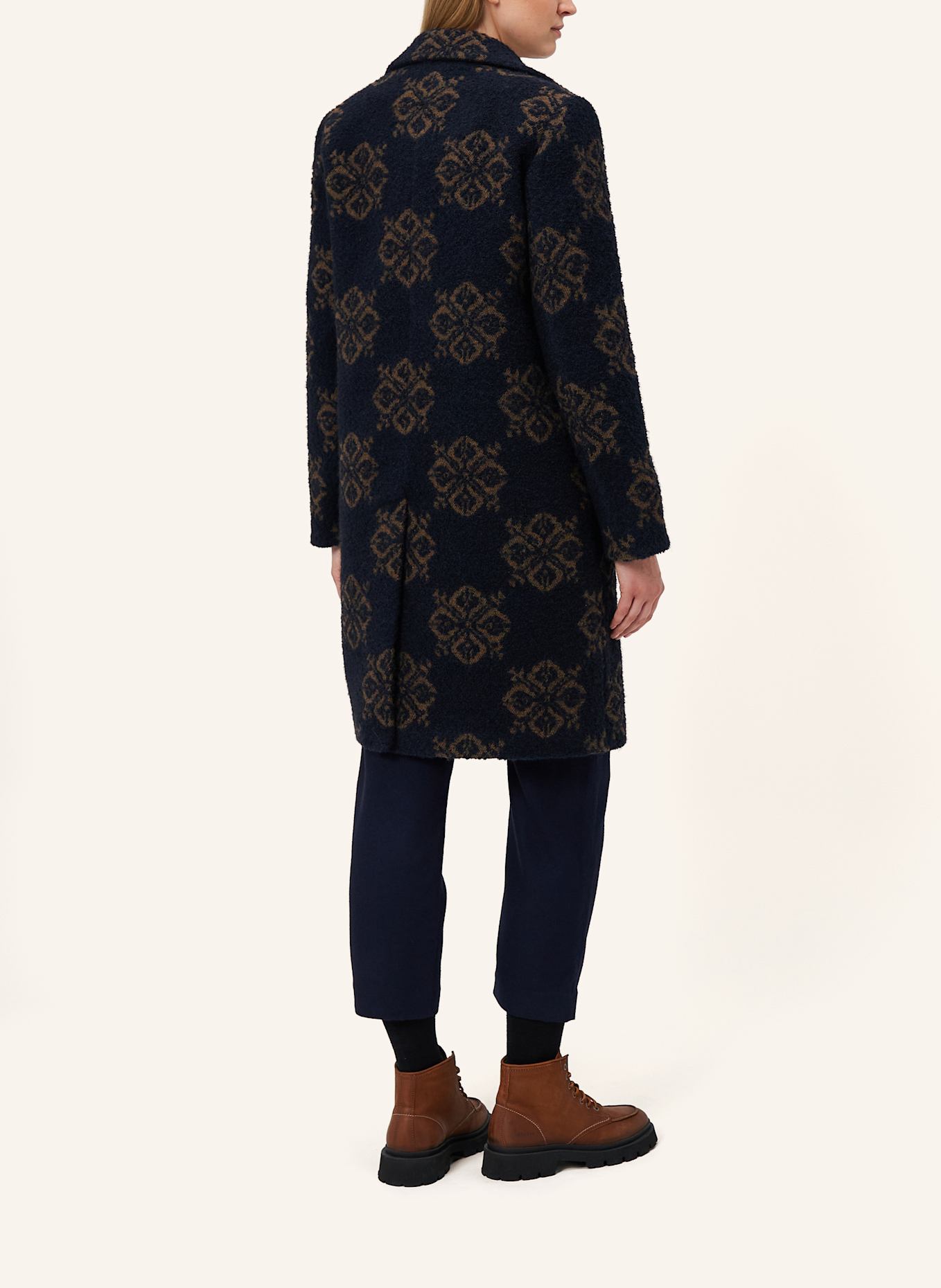 Luis Trenker Bouclé-Mantel LUGRETA: DUNKELBLAU