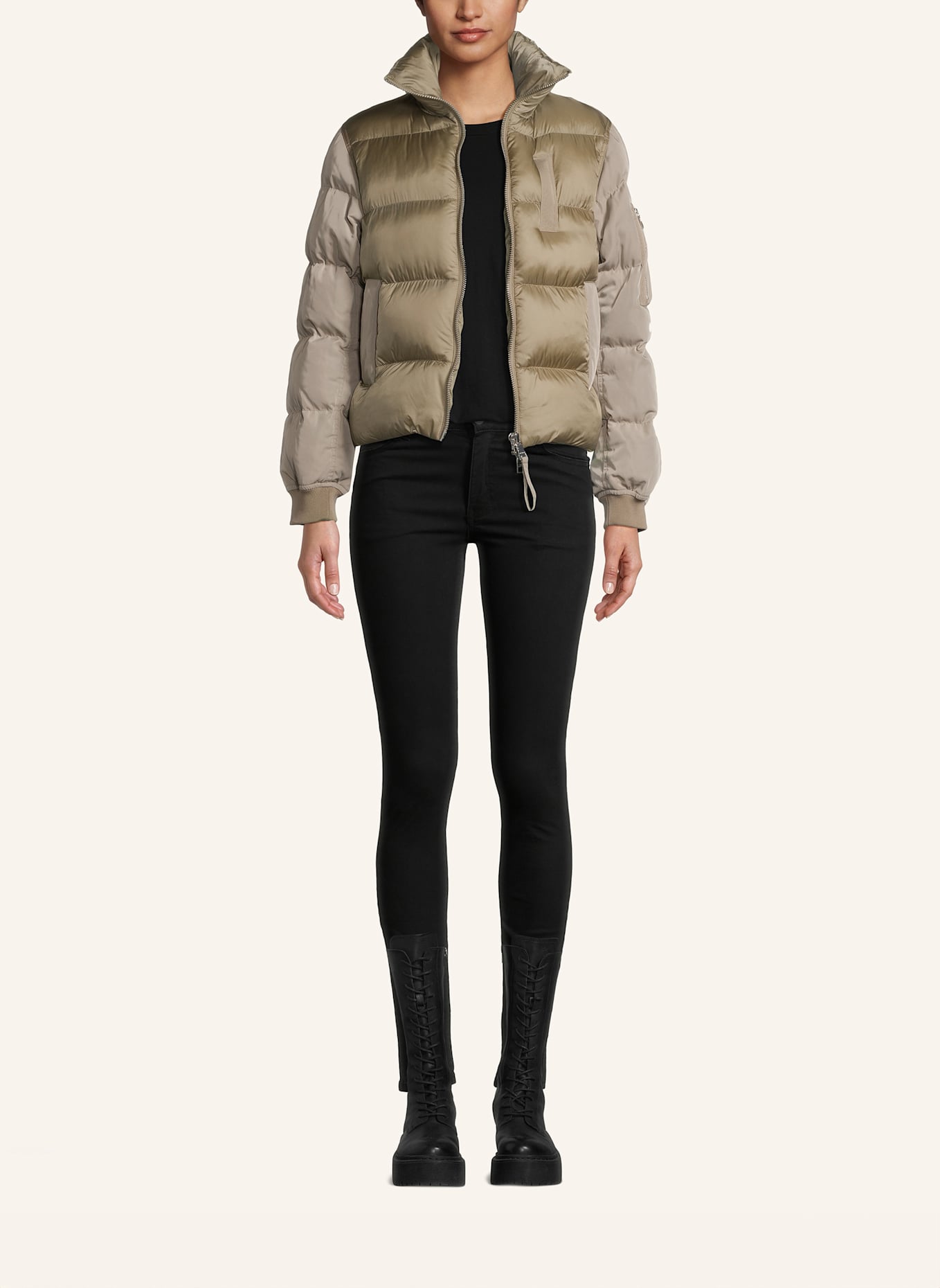 BLONDE No.8 Steppjacke FLAINE im Materialmix: HELLGRÜN