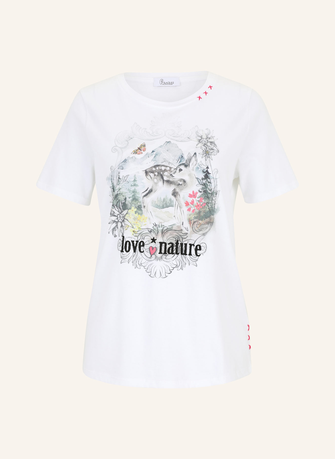 Princess GOES HOLLYWOOD T-Shirt mit Schmucksteinen: WEISS