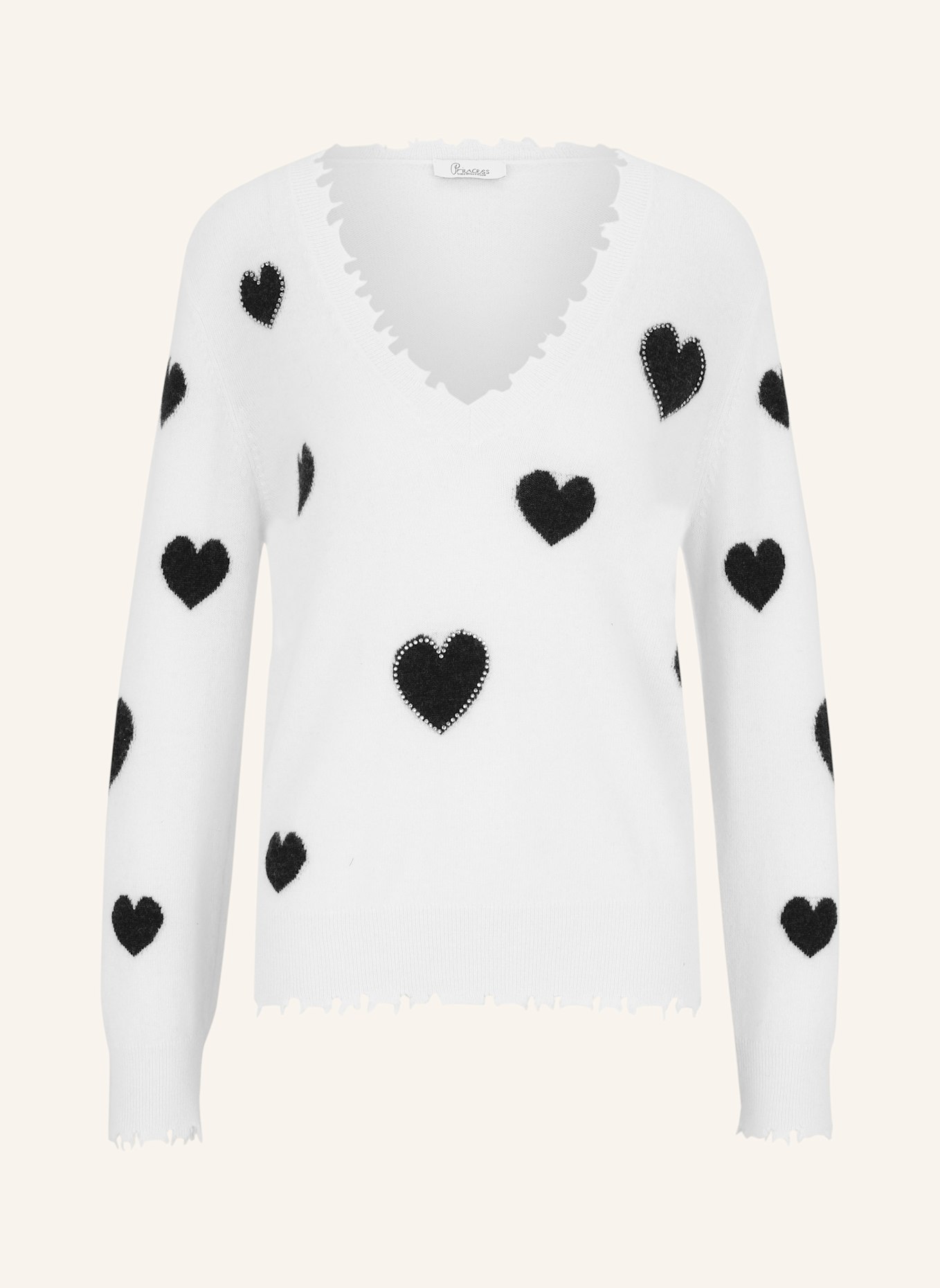 Princess GOES HOLLYWOOD Pullover mit Schmucksteinen: WEISS