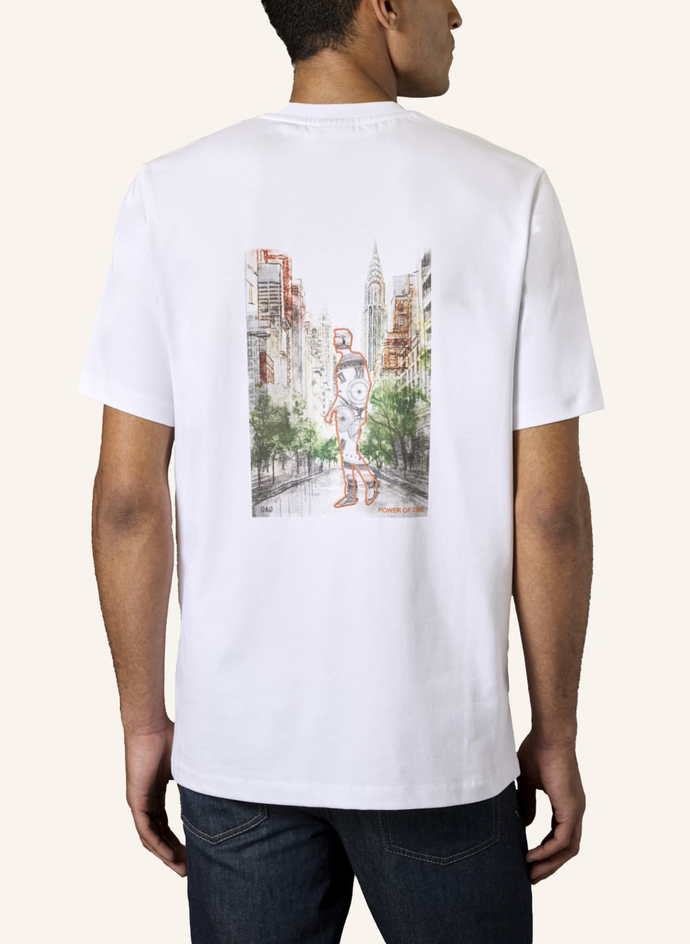 GEBAUER & GEBAUER Oversize T-Shirt TIME: WEISS