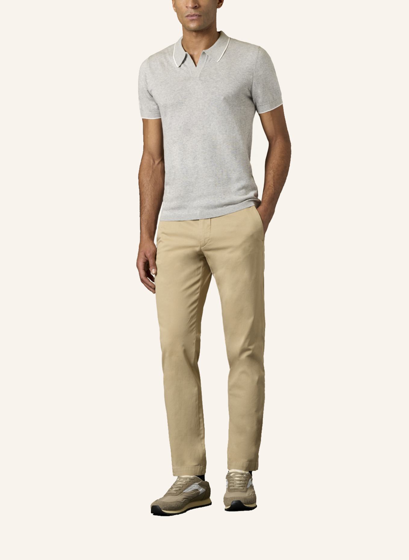 GEBAUER & GEBAUER Strick-Poloshirt CLINT: HELLGRAU