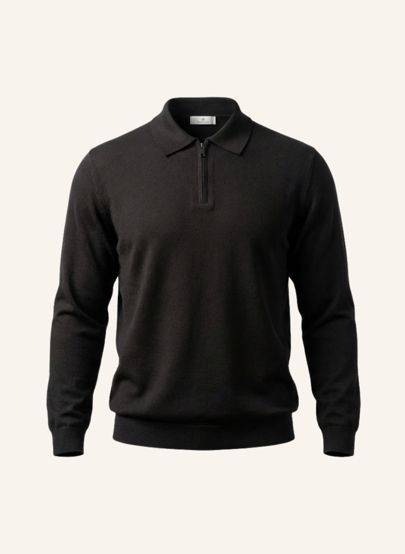 GEBAUER & GEBAUER Zip Polo Knit: SCHWARZ