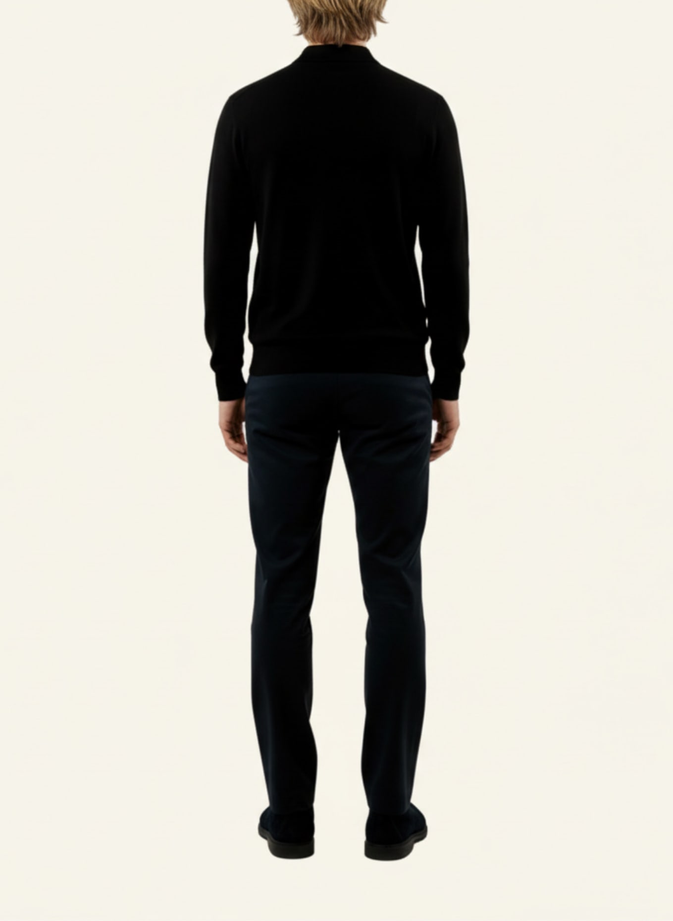 GEBAUER & GEBAUER Zip Polo Knit: SCHWARZ