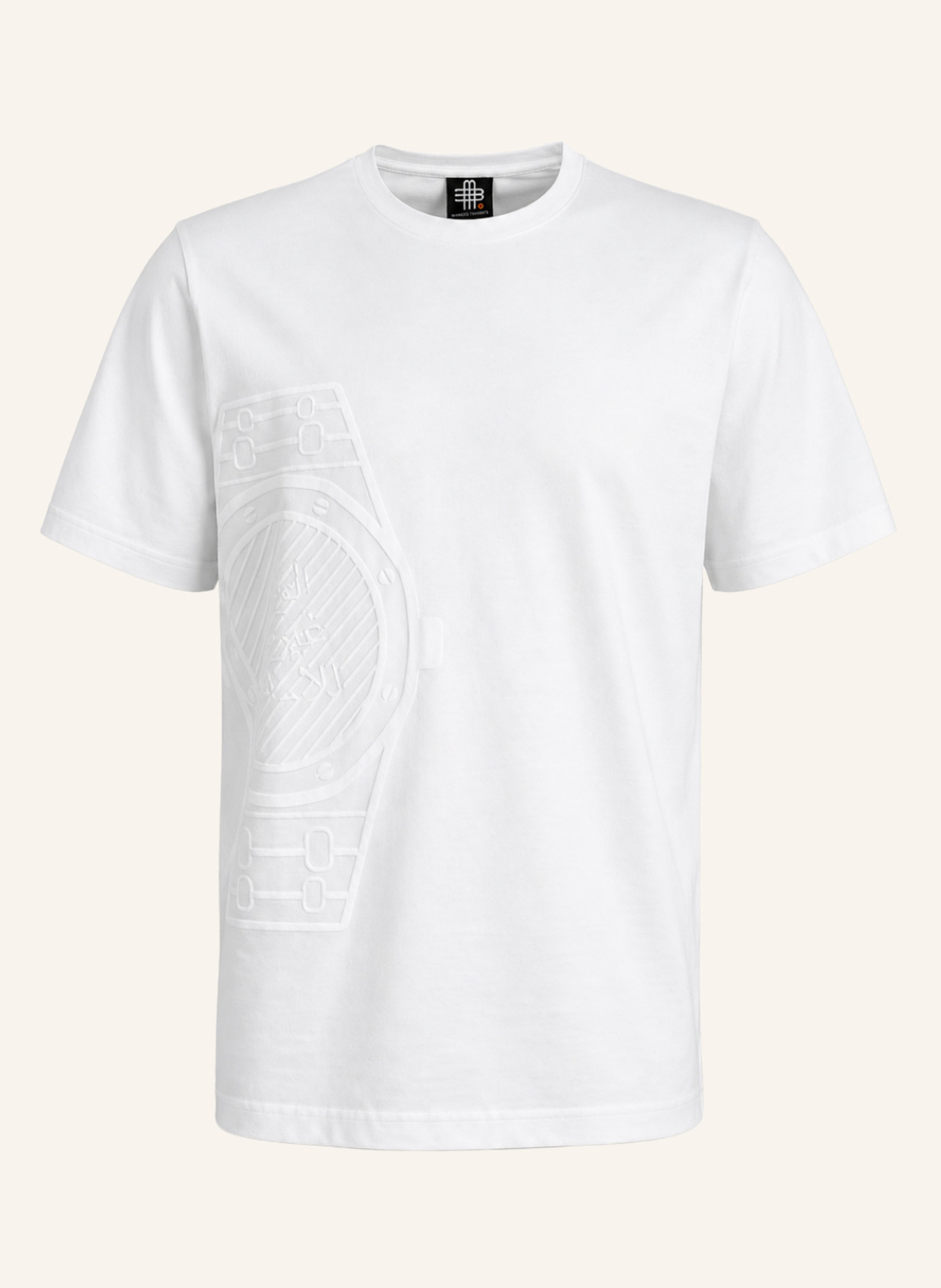 GEBAUER & GEBAUER Oversize T-Shirt ICONIC: WEISS/ ORANGE