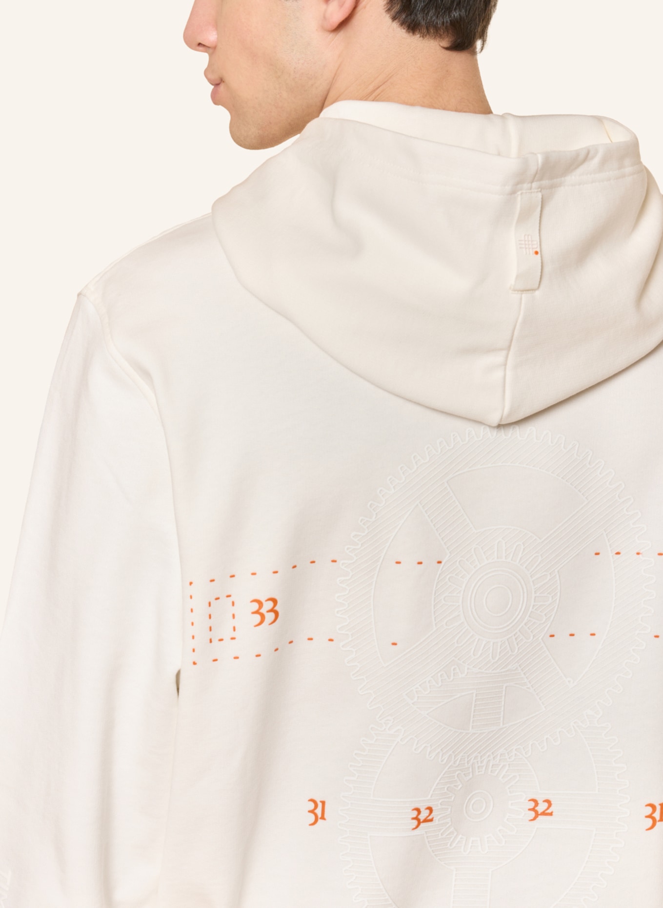 GEBAUER & GEBAUER Hoodie ICONIC: WEISS/ ORANGE