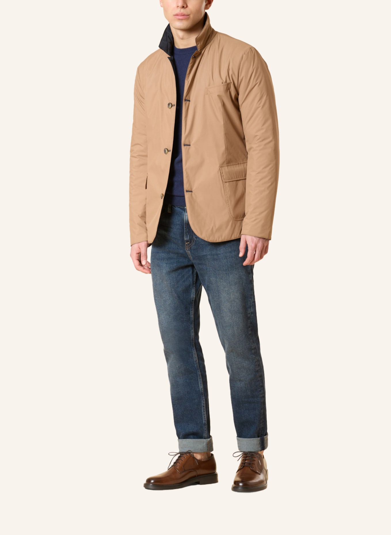GEBAUER & GEBAUER Jacke zum Wenden HAMPTONS: CAMEL / DUNKELBLAU