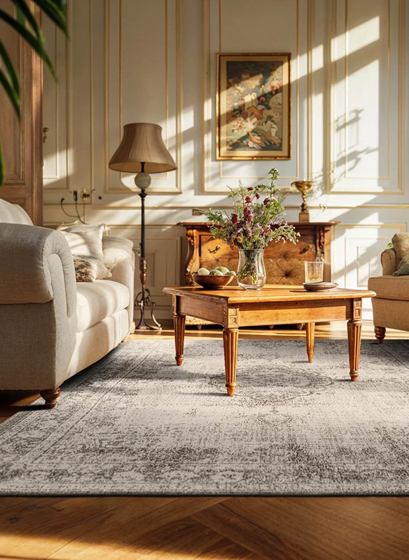 louis de poortere Teppich FADING WORLD MEDALLION: GRAU