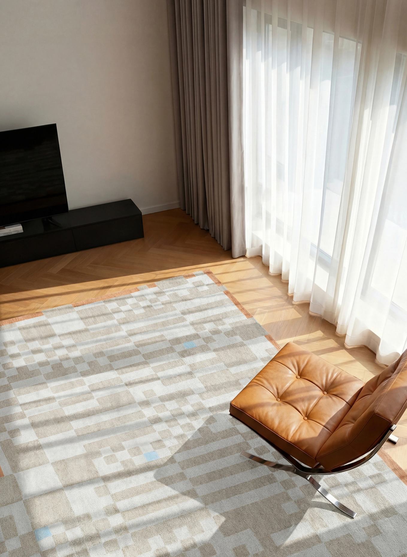 louis de poortere Teppich CRAFT CHESS: BEIGE