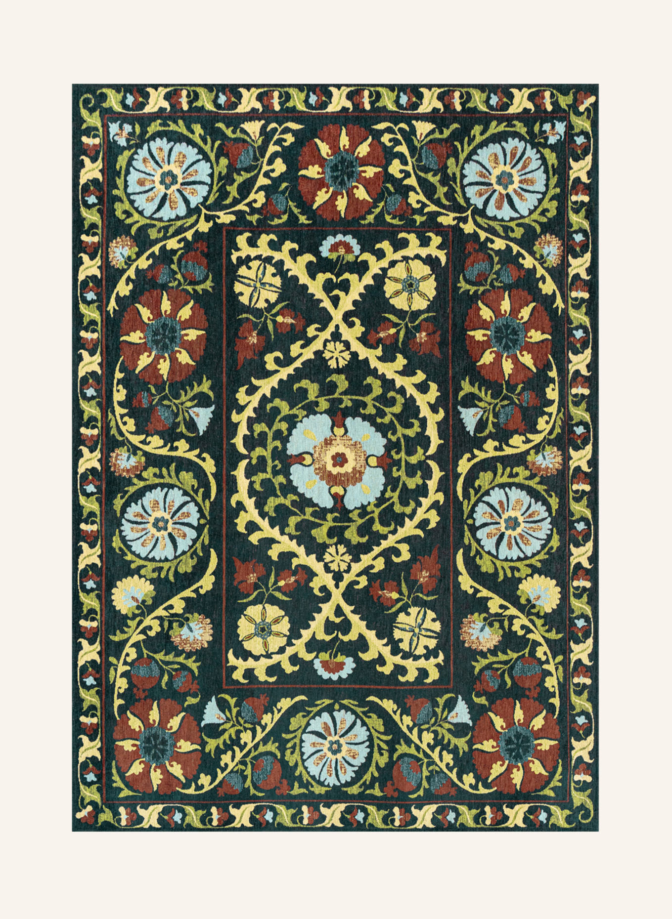 louis de poortere Teppich ANTIQUARIAN SUZANI: GRÜN