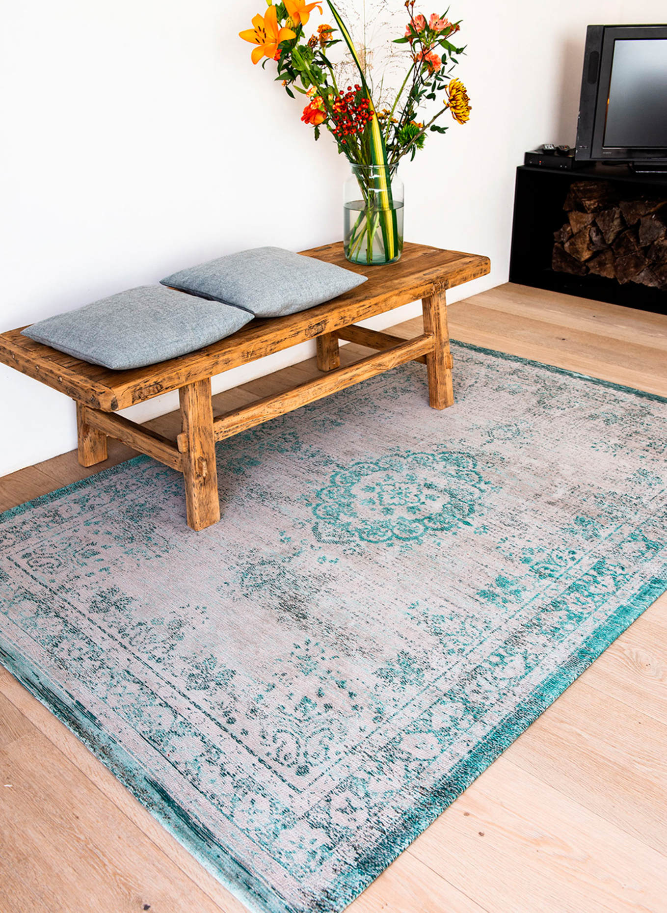 louis de poortere Teppich FADING WORLD MEDALLION: GRÜN