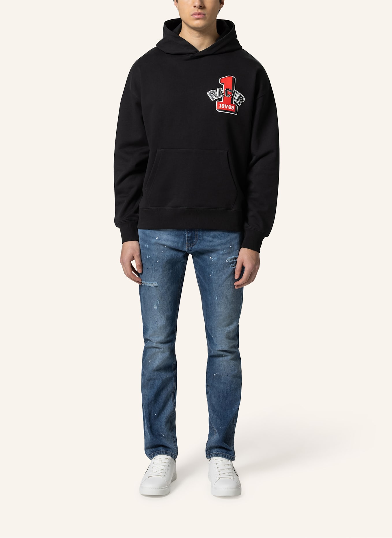 19V69 ITALIA Oversized Hoodie QUENTINO RACING 1: SCHWARZ