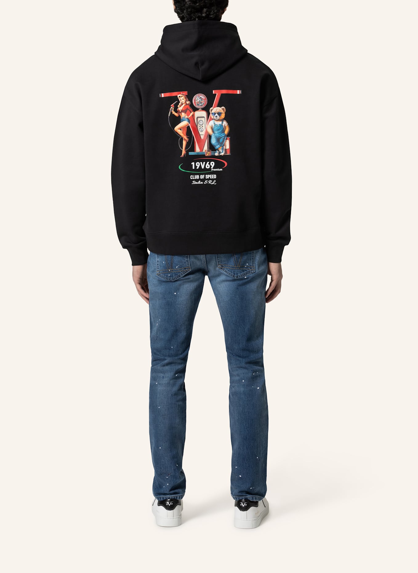 19V69 ITALIA Oversized Hoodie QUENTINO RACING 1: SCHWARZ