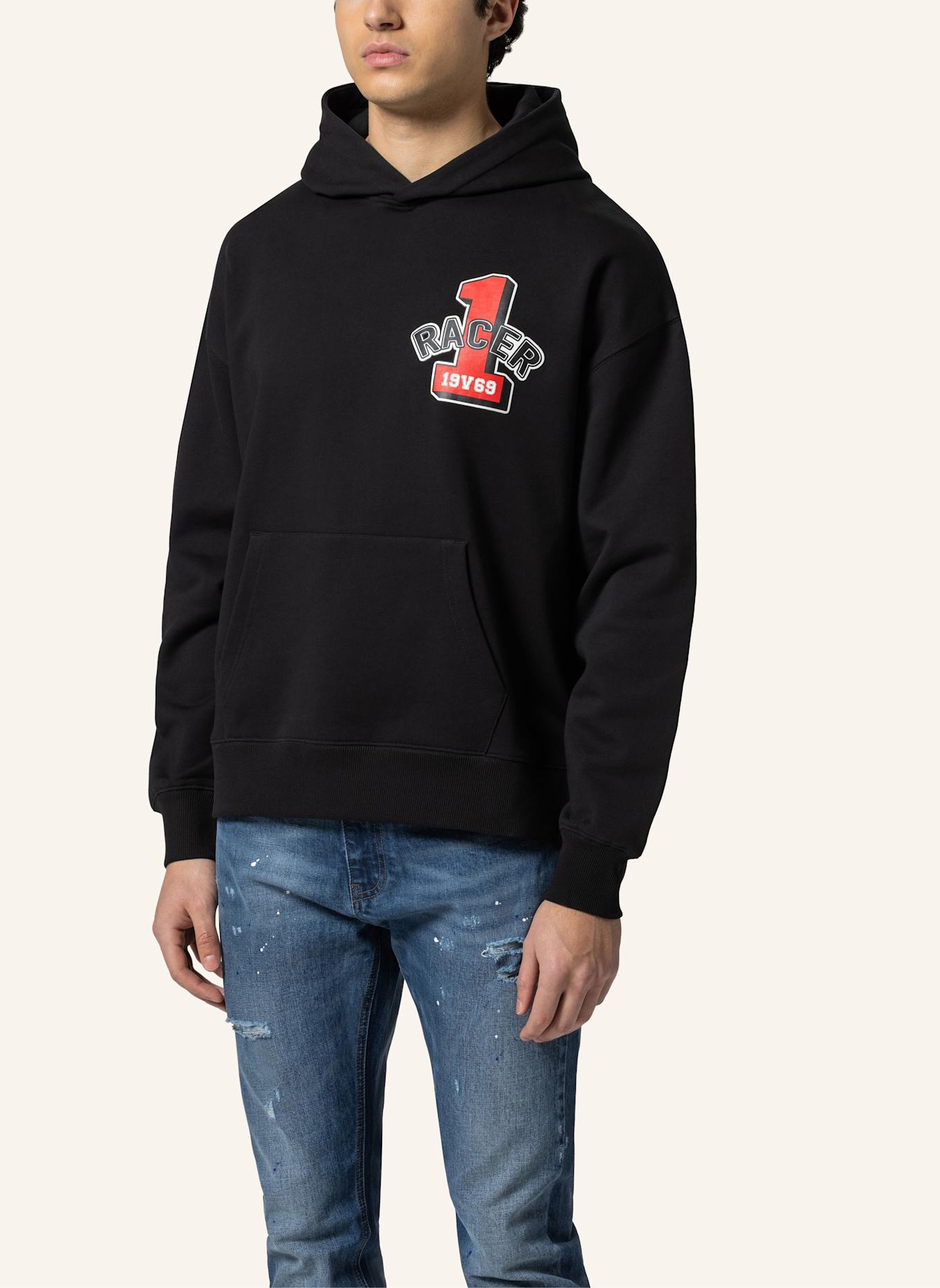 19V69 ITALIA Oversized Hoodie QUENTINO RACING 1: SCHWARZ