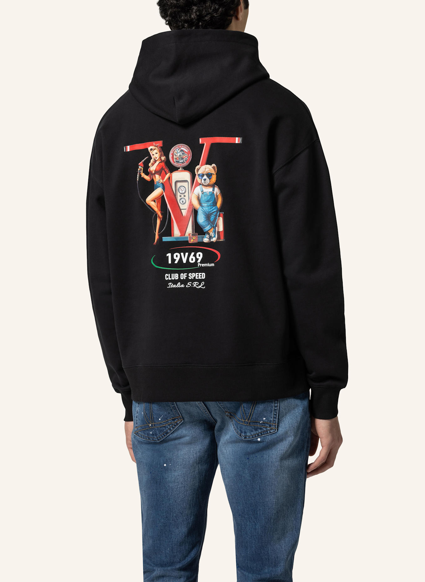 19V69 ITALIA Oversized Hoodie QUENTINO RACING 1: SCHWARZ