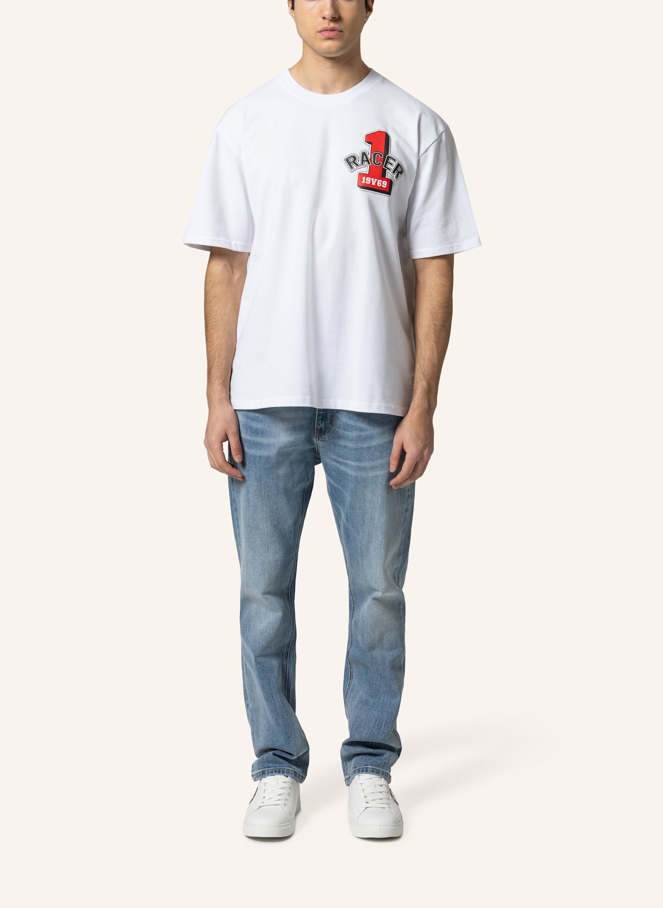 19V69 ITALIA Oversized T-Shirt TAMARO RACING: WEISS