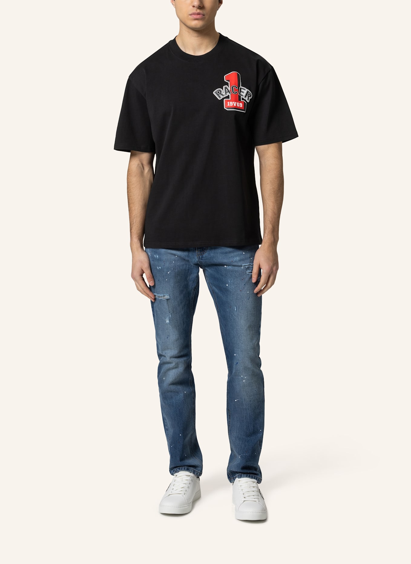 19V69 ITALIA Oversized T-Shirt TAMARO RACING: SCHWARZ