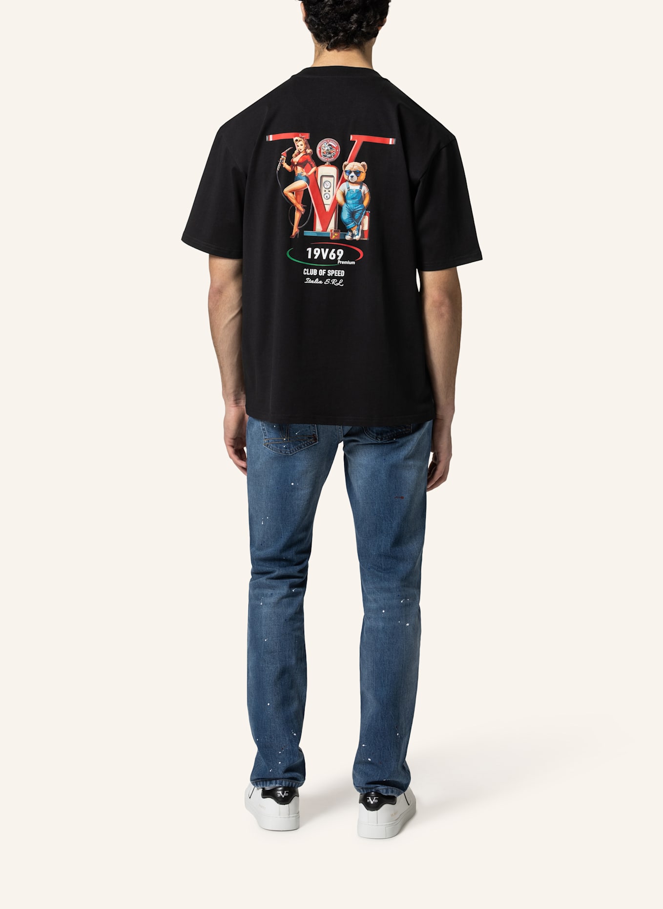 19V69 ITALIA Oversized T-Shirt TAMARO RACING: SCHWARZ