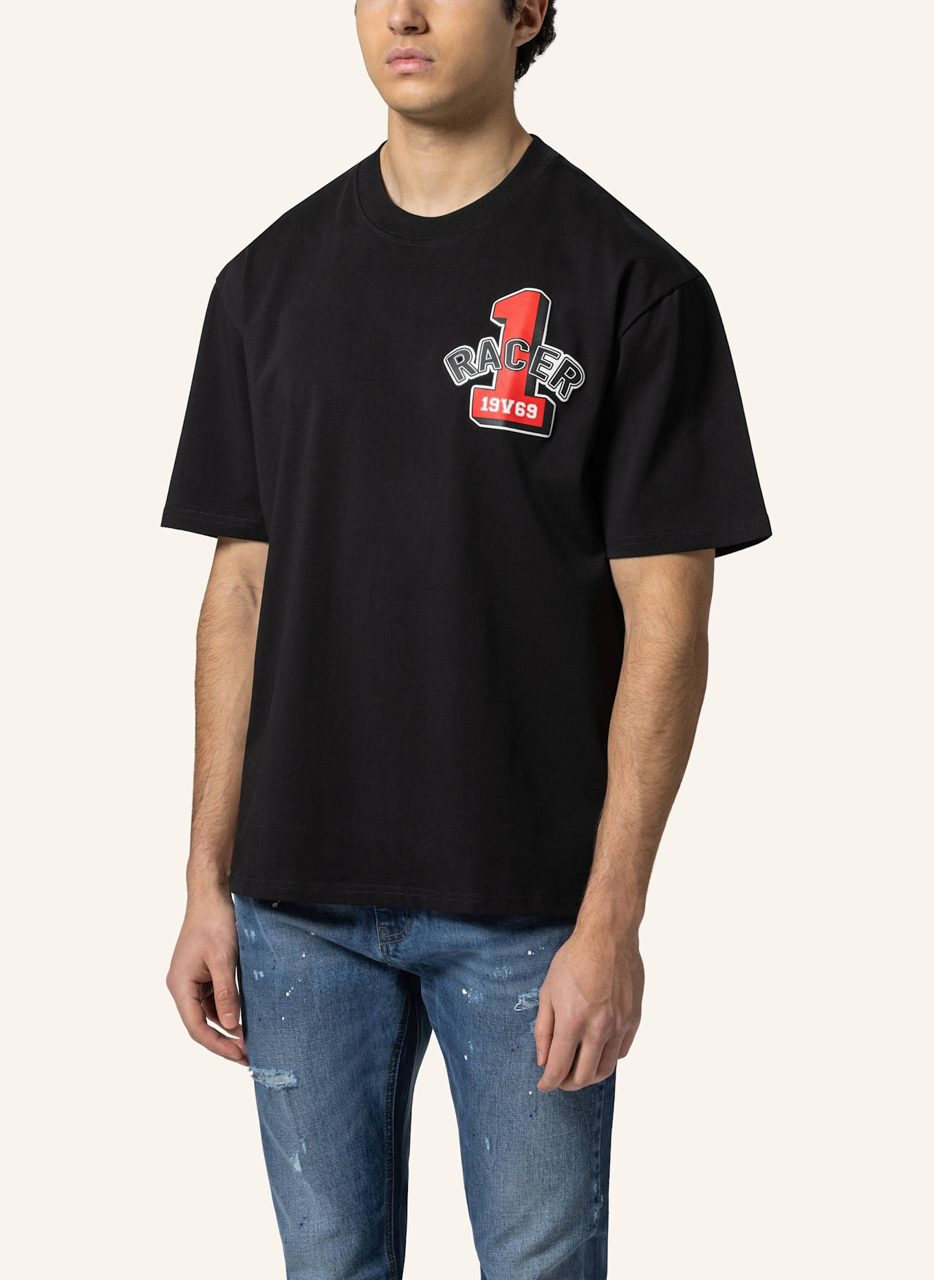 19V69 ITALIA Oversized T-Shirt TAMARO RACING: SCHWARZ