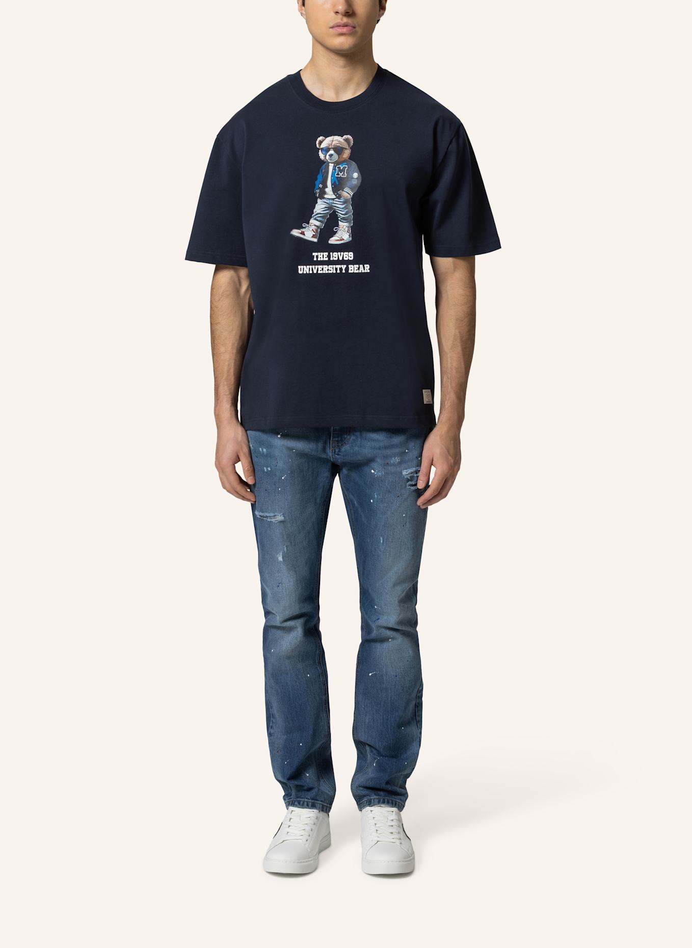 19V69 ITALIA Oversized T-Shirt TAMARO BEAR: BLAU