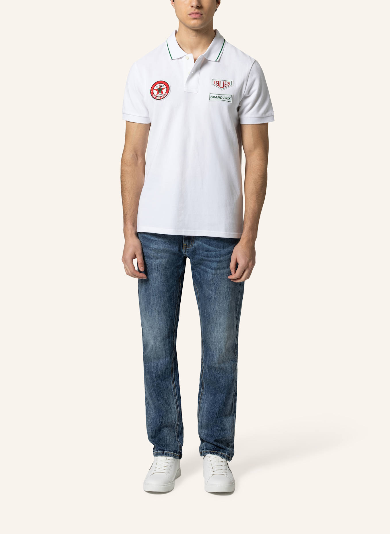 19V69 ITALIA Poloshirt EMILIO RACING: WEISS