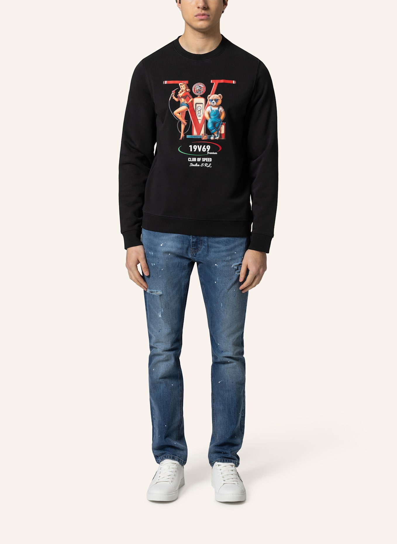 19V69 ITALIA Sweatshirt NICO RACING: SCHWARZ