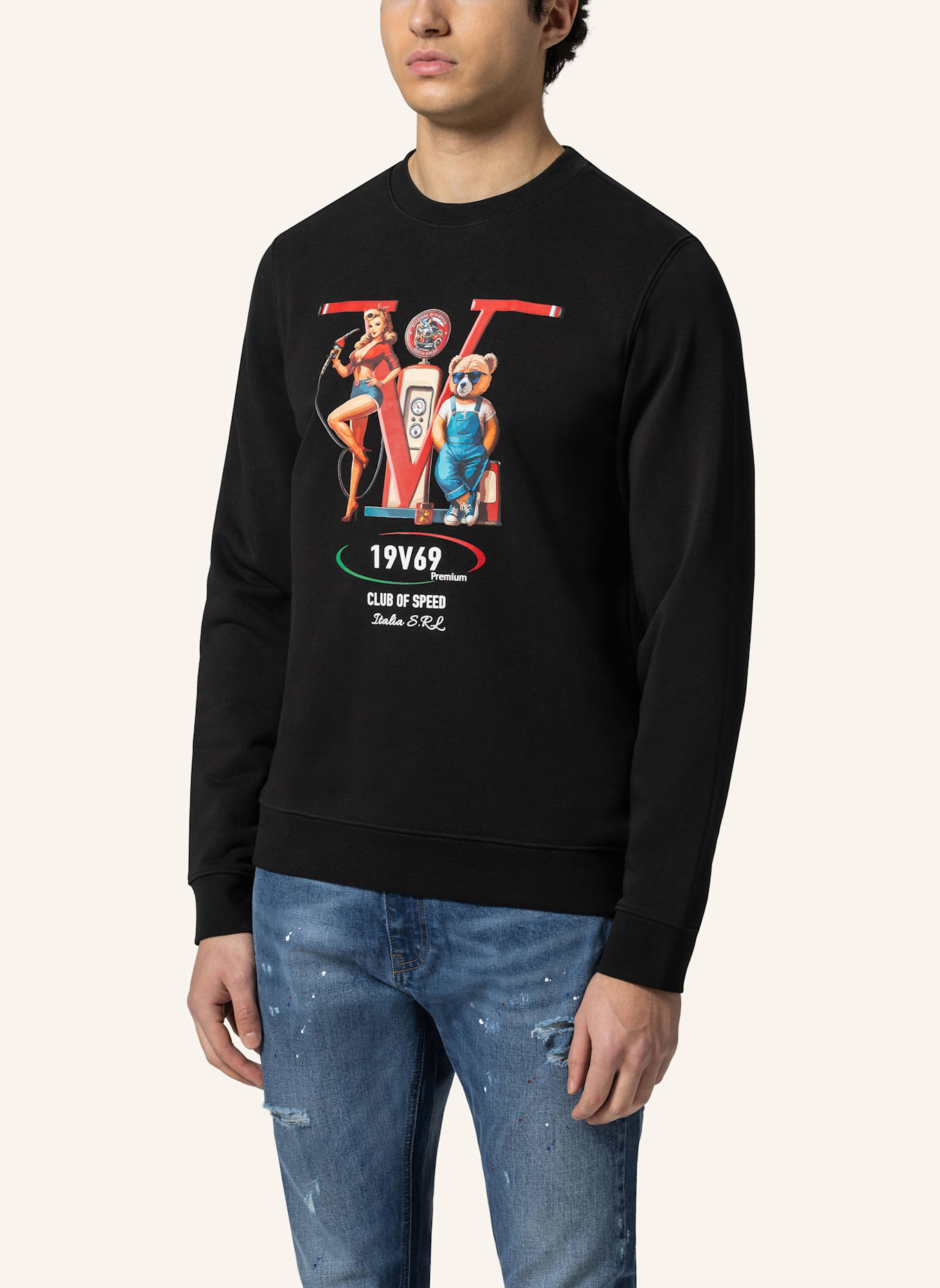 19V69 ITALIA Sweatshirt NICO RACING: SCHWARZ