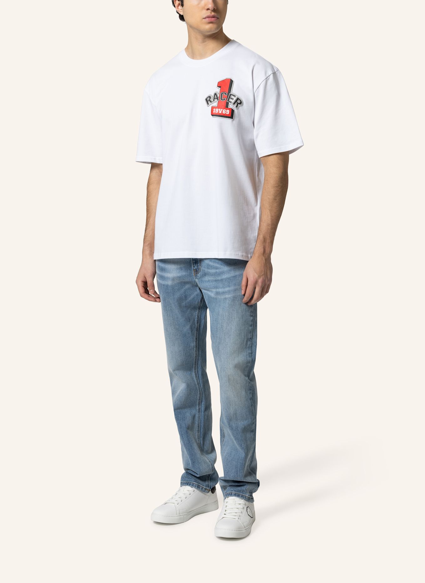 19V69 ITALIA Oversized T-Shirt TAMARO RACING: WEISS