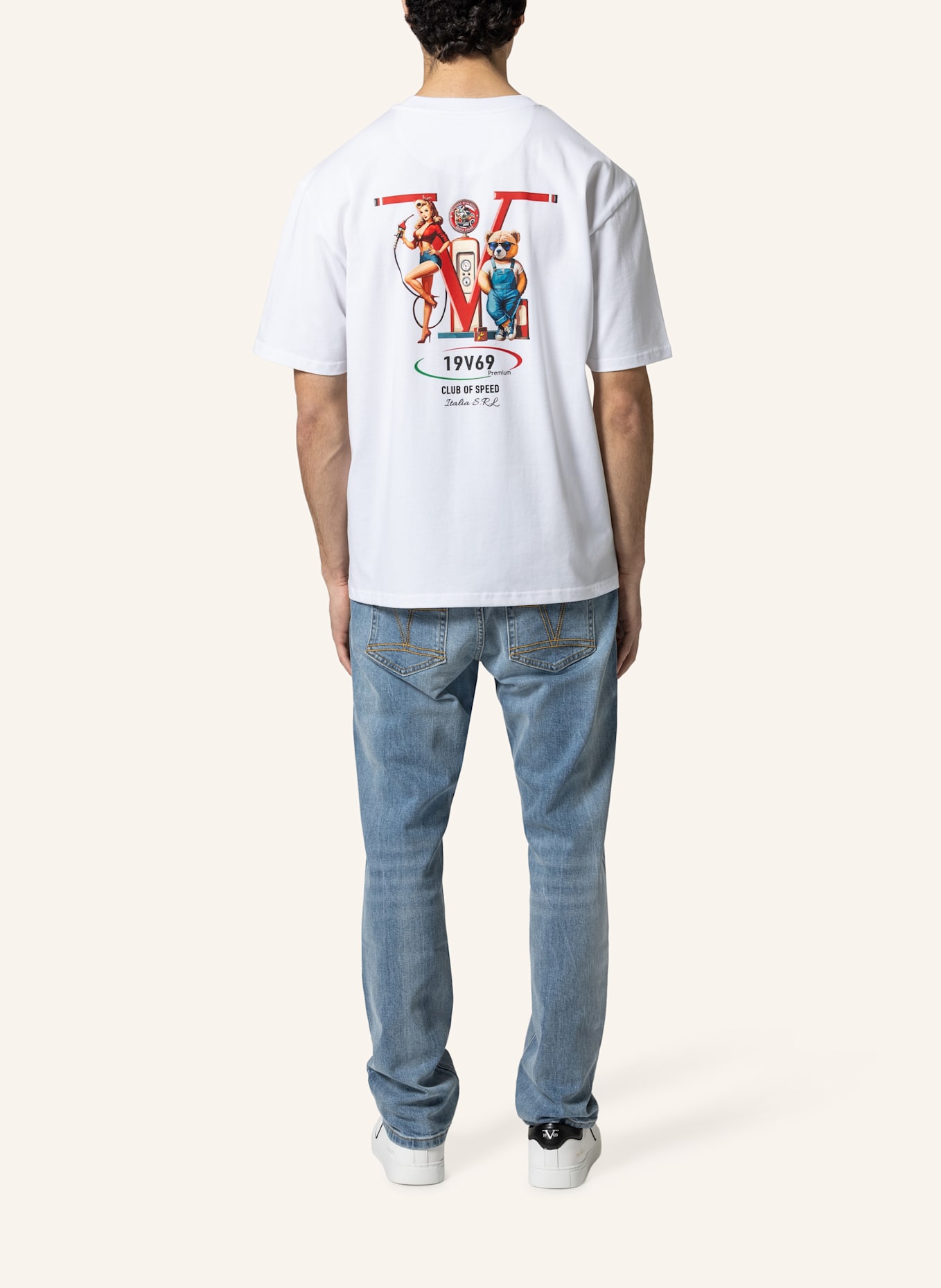 19V69 ITALIA Oversized T-Shirt TAMARO RACING: WEISS