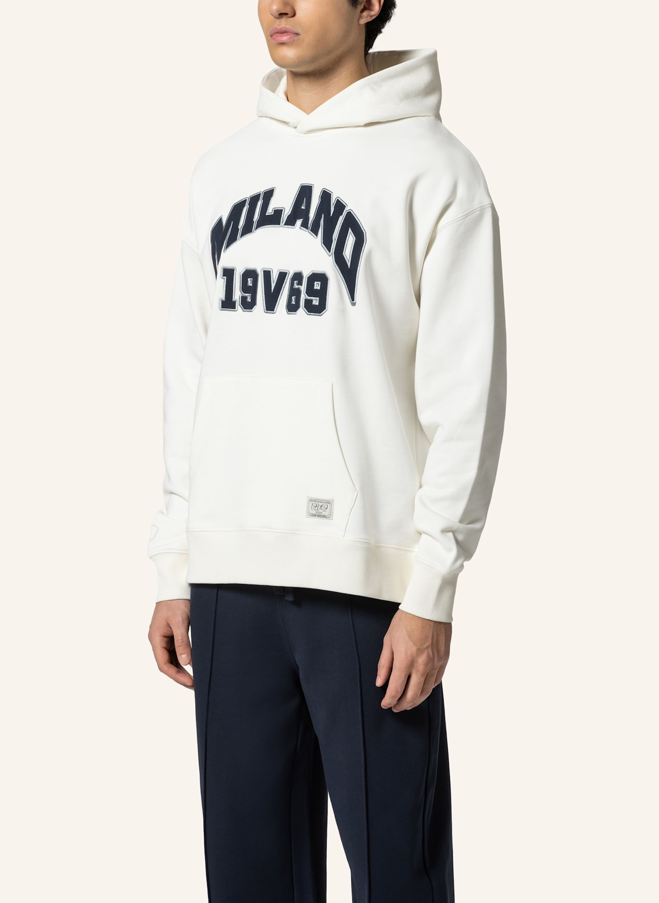 19V69 ITALIA Oversized Hoodie QUENTINO COLLEGE: CREME