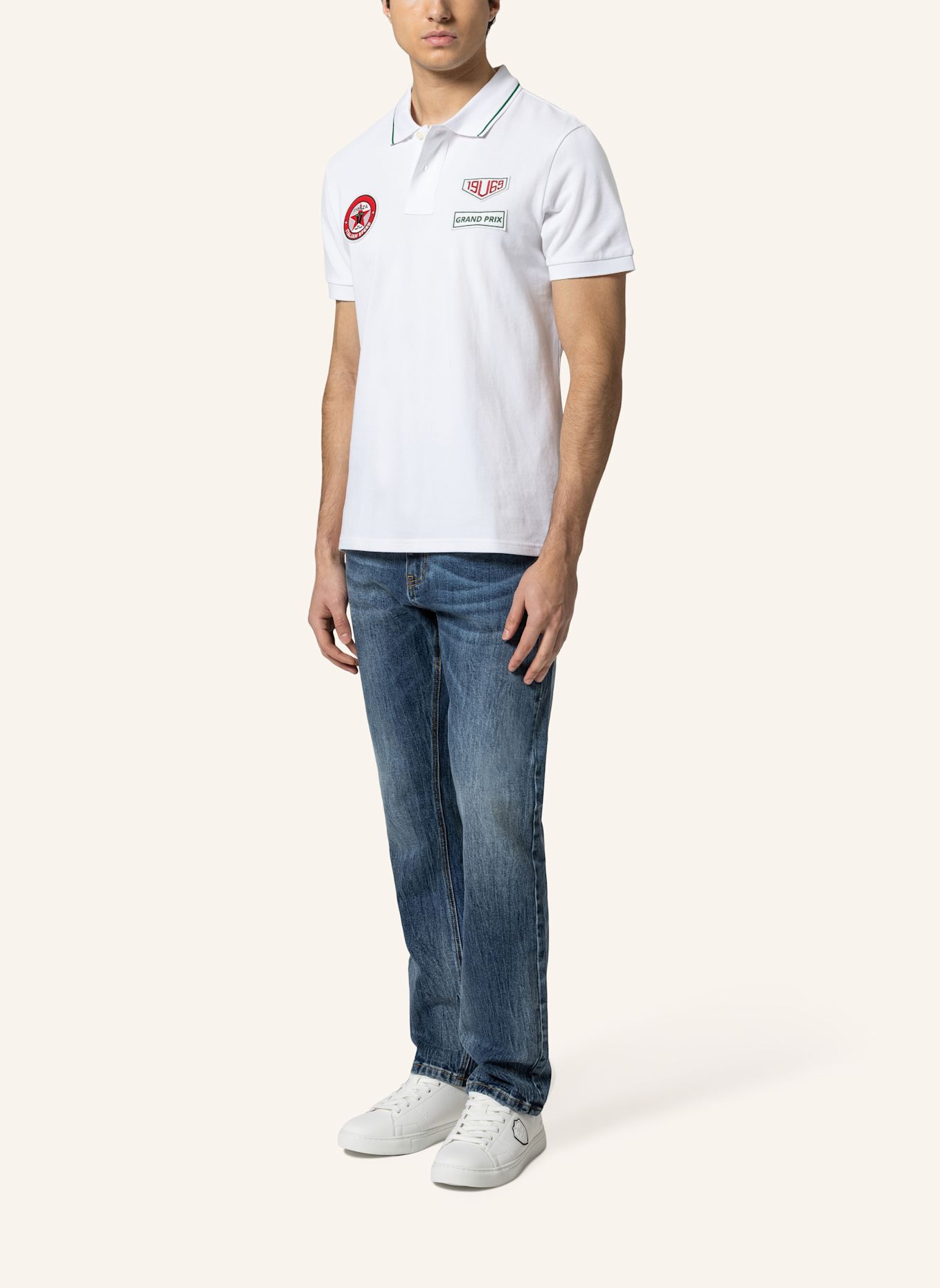 19V69 ITALIA Poloshirt EMILIO RACING: WEISS