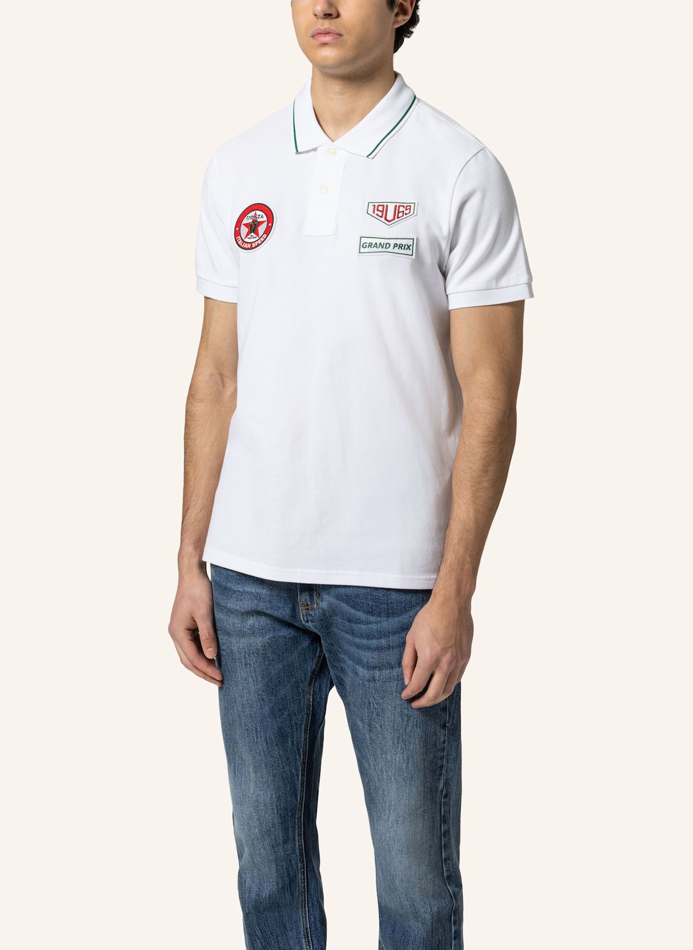 19V69 ITALIA Poloshirt EMILIO RACING: WEISS