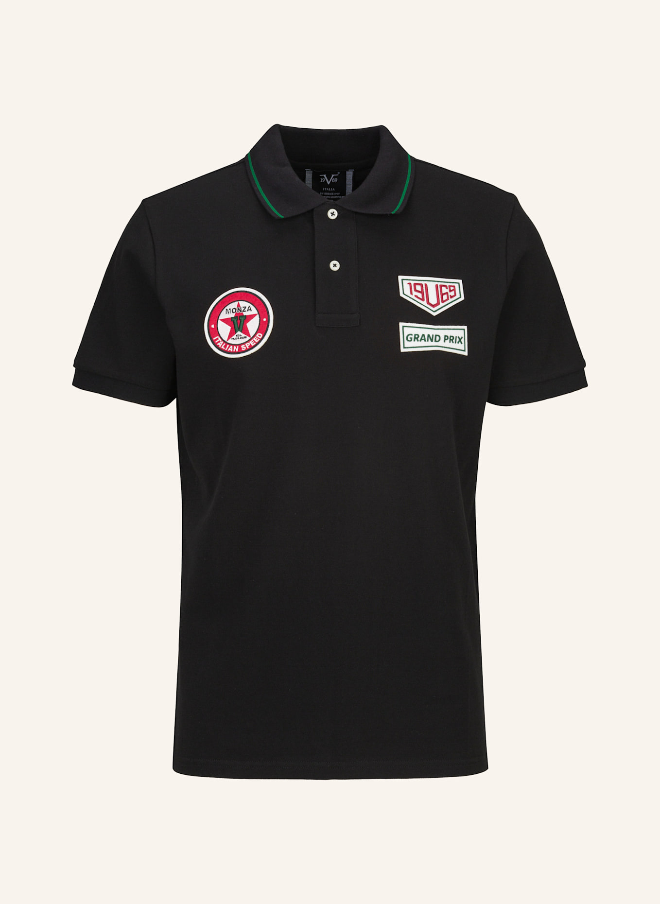 19V69 ITALIA Poloshirt EMILIO RACING: SCHWARZ