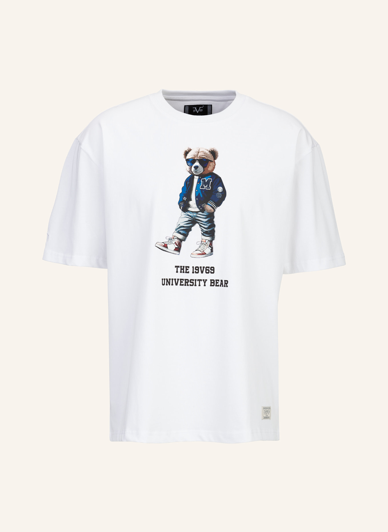 19V69 ITALIA Oversized T-Shirt TAMARO BEAR: WEISS