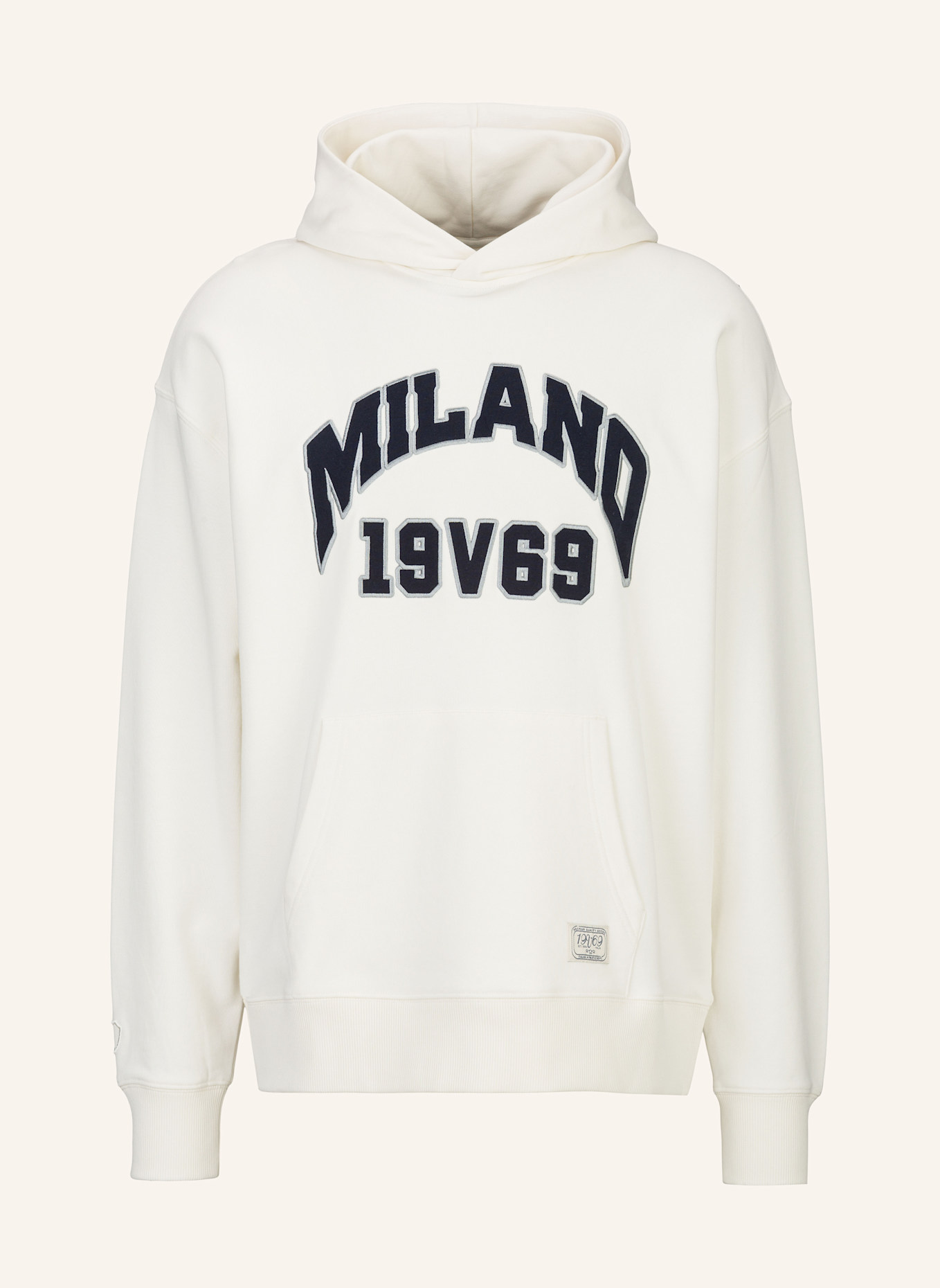 19V69 ITALIA Oversized Hoodie QUENTINO COLLEGE: CREME